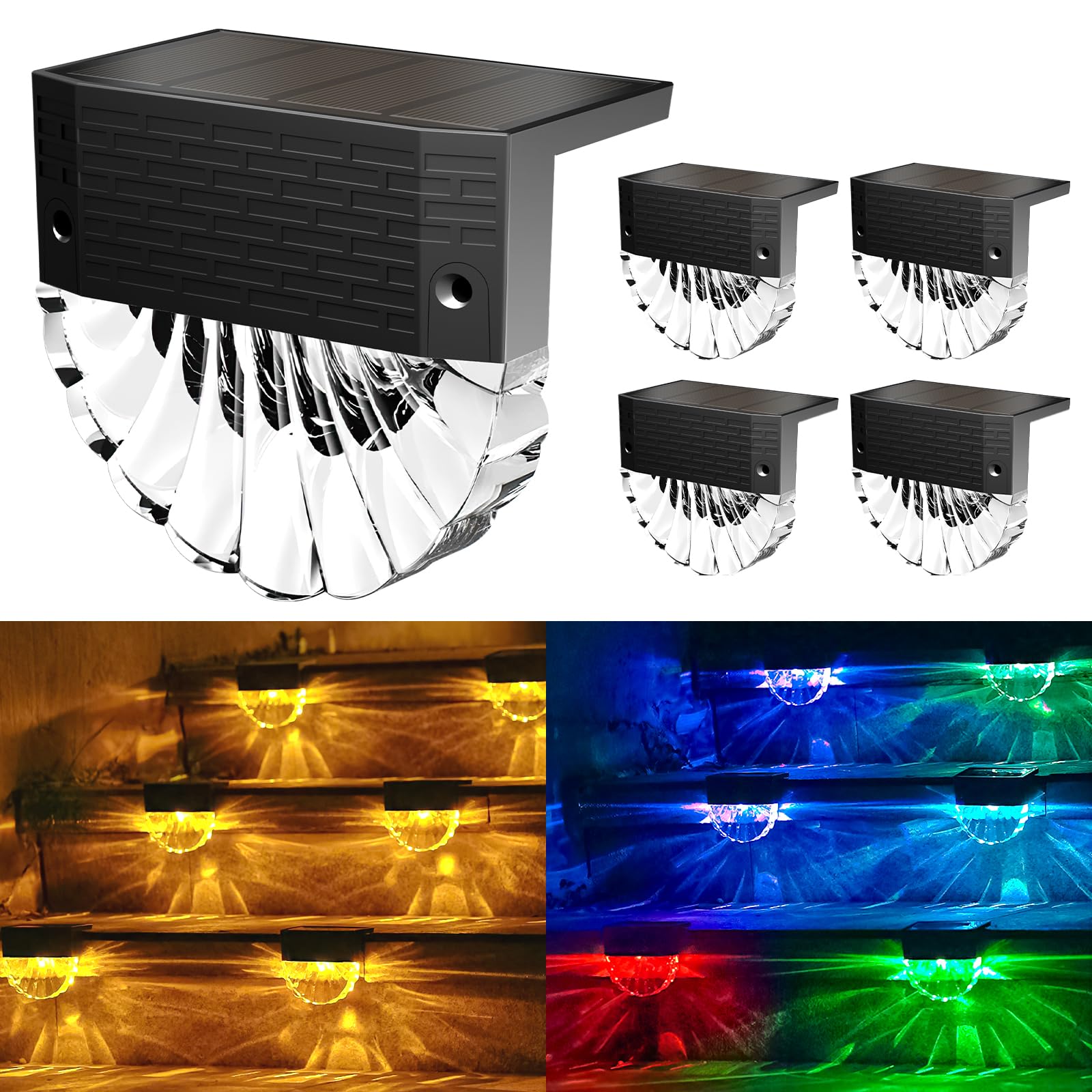 FIFlying Solarlampen für Außen, 4 Stück Solarleuchten für Außen, IP65 Wasserdichte Solar Lichter, 3 Modi Solarleuchten Garten, Auto ON/OFF Gartendeko Balkon Deko