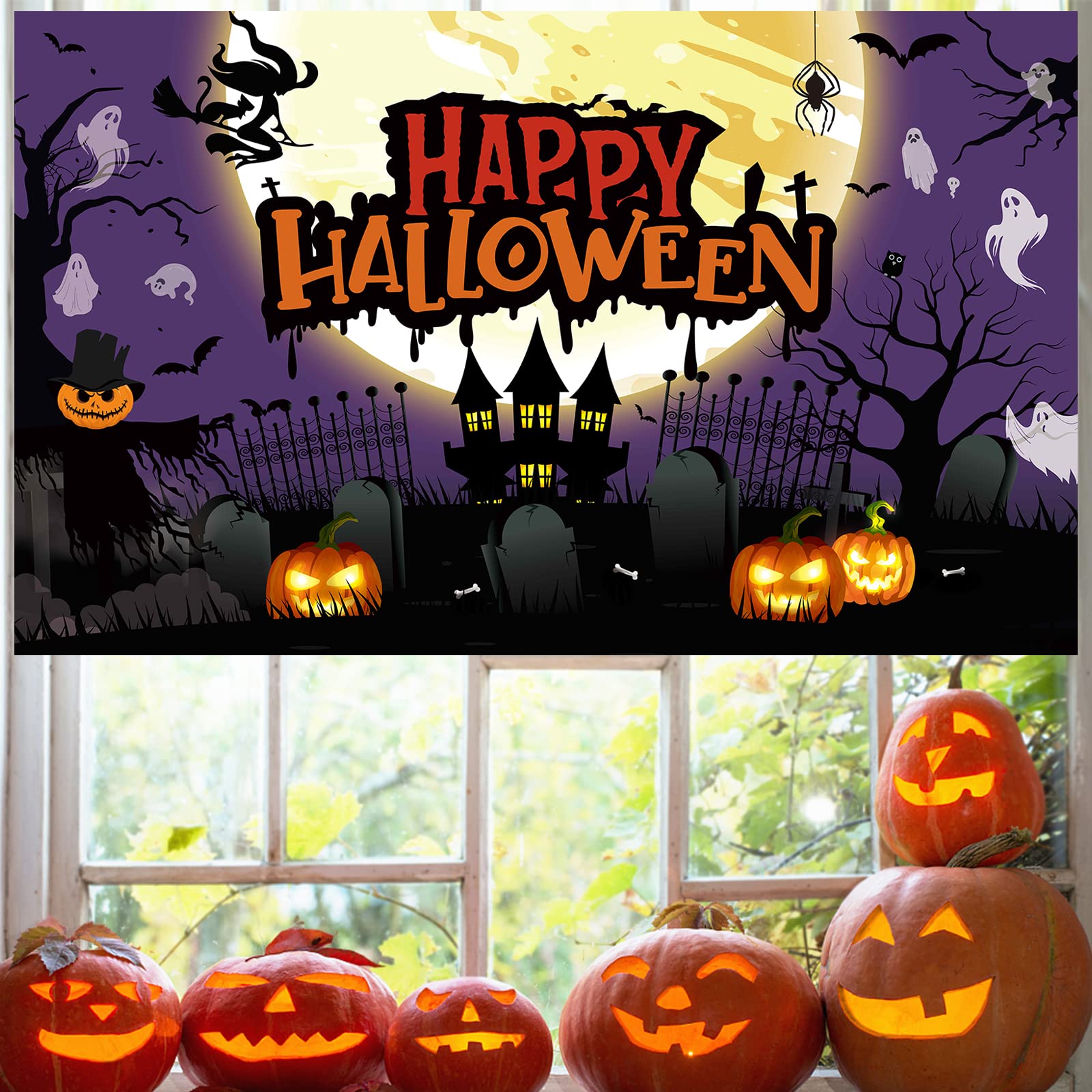 Amazon | Lausatek ハロウィン タペストリー 壁掛け 飾り付け Happy