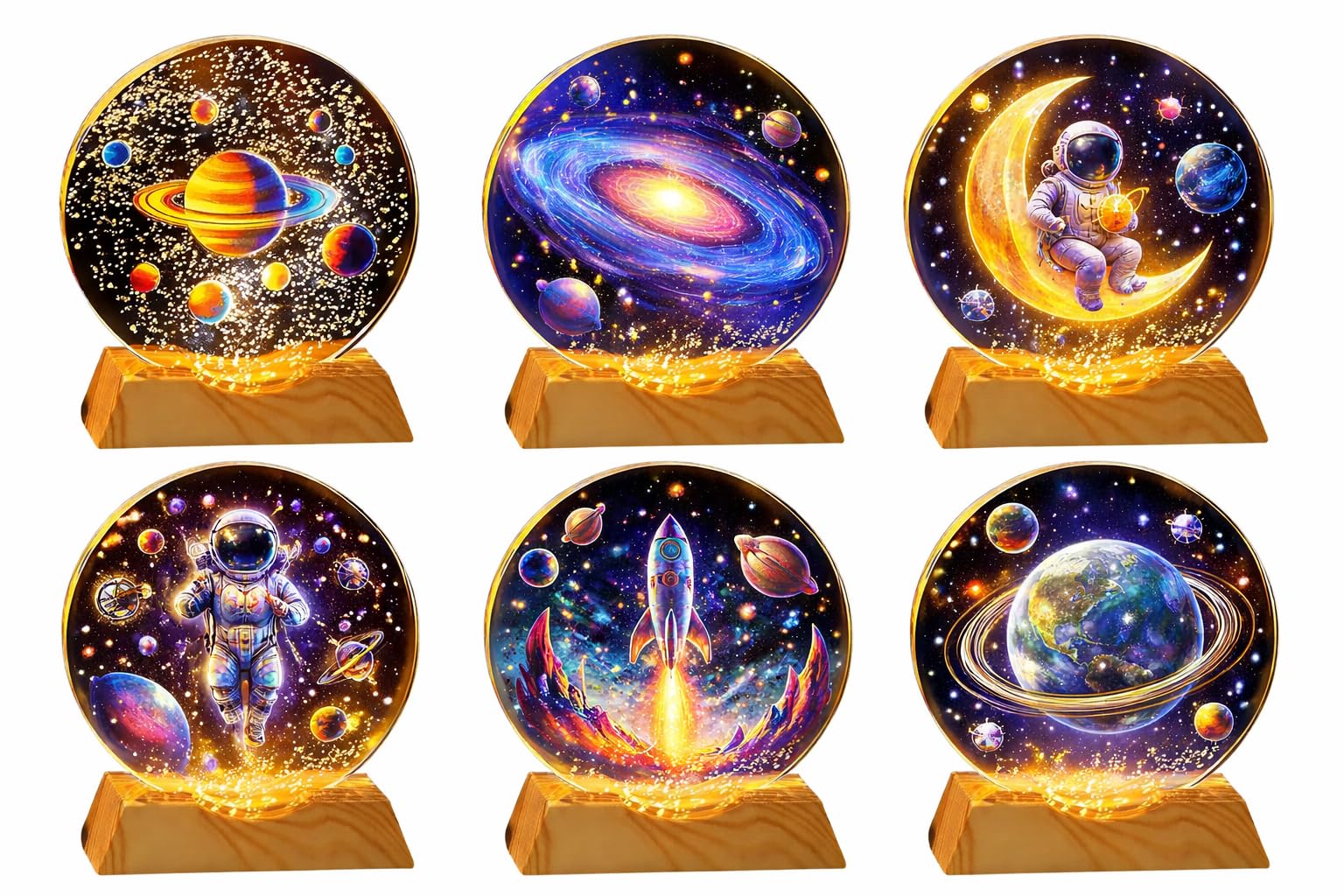 Pack of 6 LED Night Lights with Moon and Stars Design, Warm White Light, Plastic Base - Birthday Return Gifts for Kids Party, Gifting Idea in Bulk for Boys and Girls Age 3 to 8 Years Old-image-49