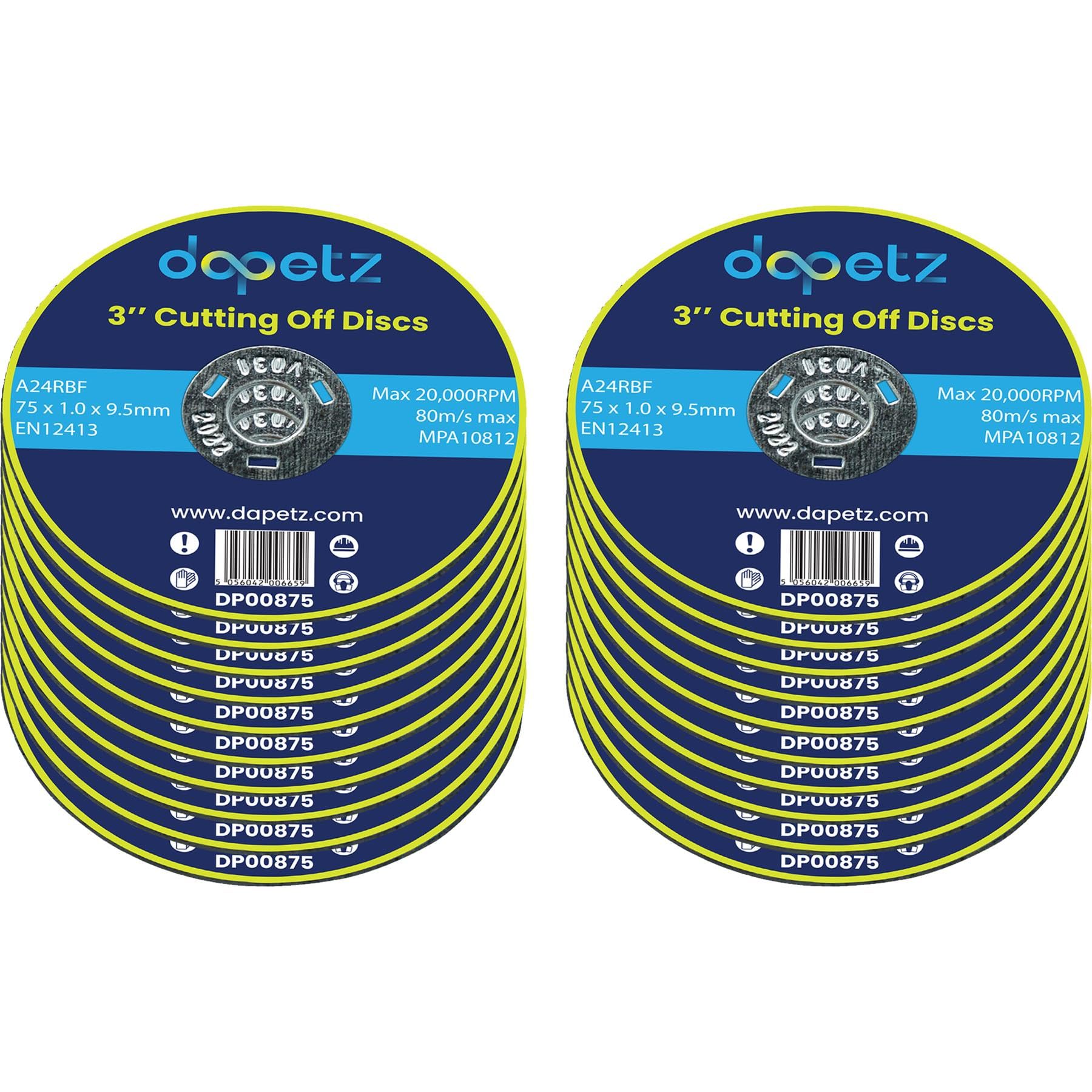 Dapetz ® Ultra-Thin Metal Cutting Discs 75mm Stainless Steel for Angle Grinder 75 x 1 x 9.5mm High Performance Grinder Discs with 9.5mm Bore for Precise Cutting & Smooth Grinding 20PCS