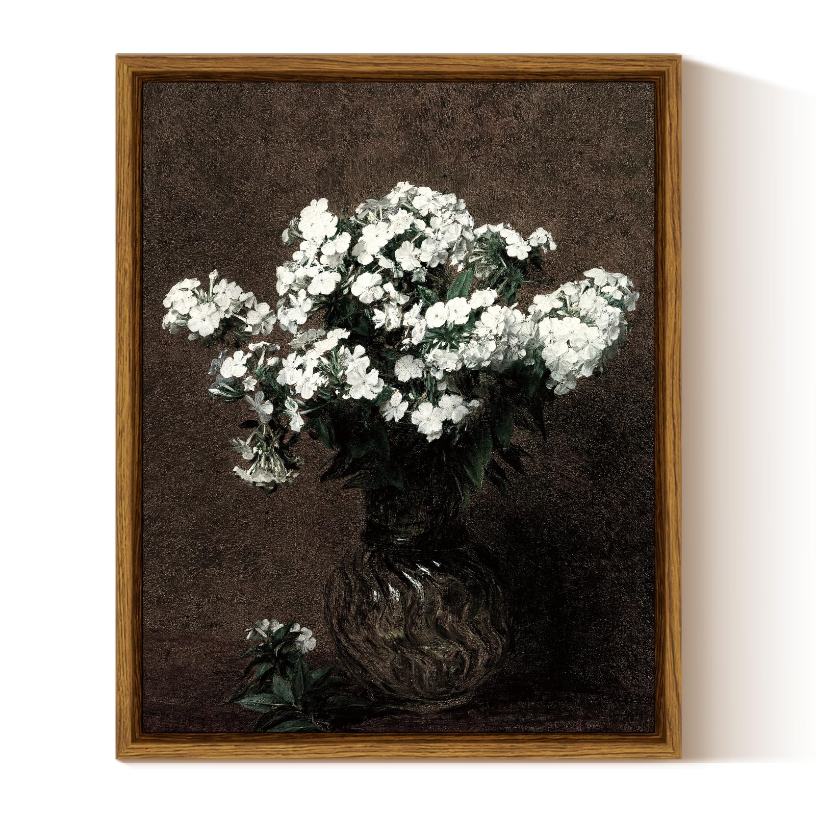 InSimSea Framed Canvas Wall Art Botanical Wall Art Room Decor, White Oleander Oil Painting Canvas Prints, Bedroom Bathroom Flower Wall Art Pictures Kitchen Office Wall Decor 8x10in