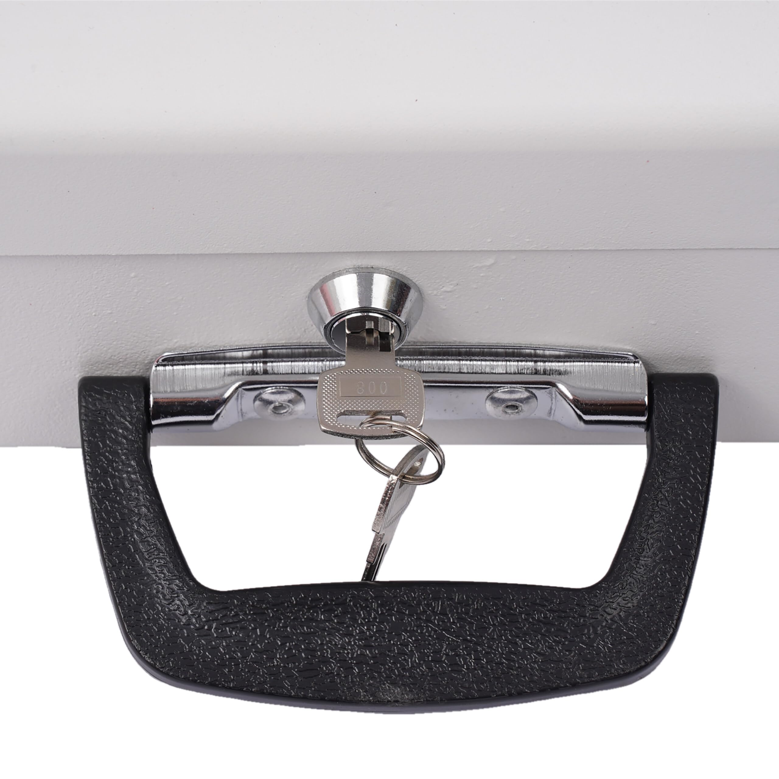 Cassetta portadenaro Relaxdays, con Serratura, Scomparti per Monete e Banconote, HxLxP: 10x37x28 cm, Ferro, Bianca