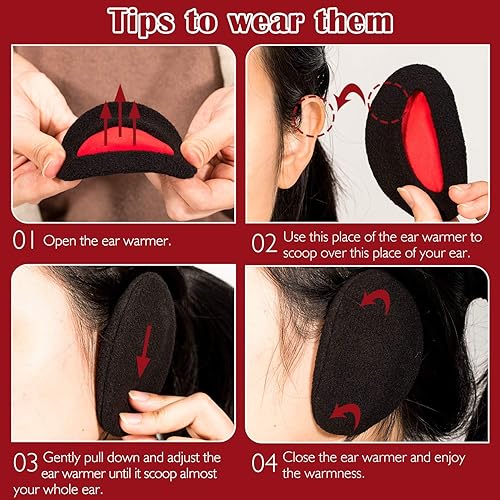 Miniatura 5 de Whaline 3 pares de orejeras sin banda, unisex, para invierno y exteriores