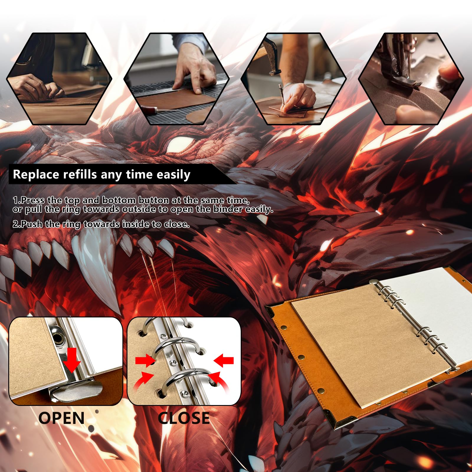 DUROTAN Carnet de notes DND Dragon - Classeur A5 unique - 400 pages - Pour donjons et dragons - Cadeau - Accessoires D&D - Carnet de croquis - Agenda quotidien