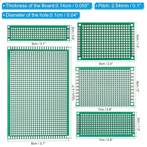 Miniatura 2 de PATIKIL Circuito de placa PCB, 25 piezas de prototipos de placas de soldadura Perfboard para soldadura de bricolaje y placas de circuito electrónico