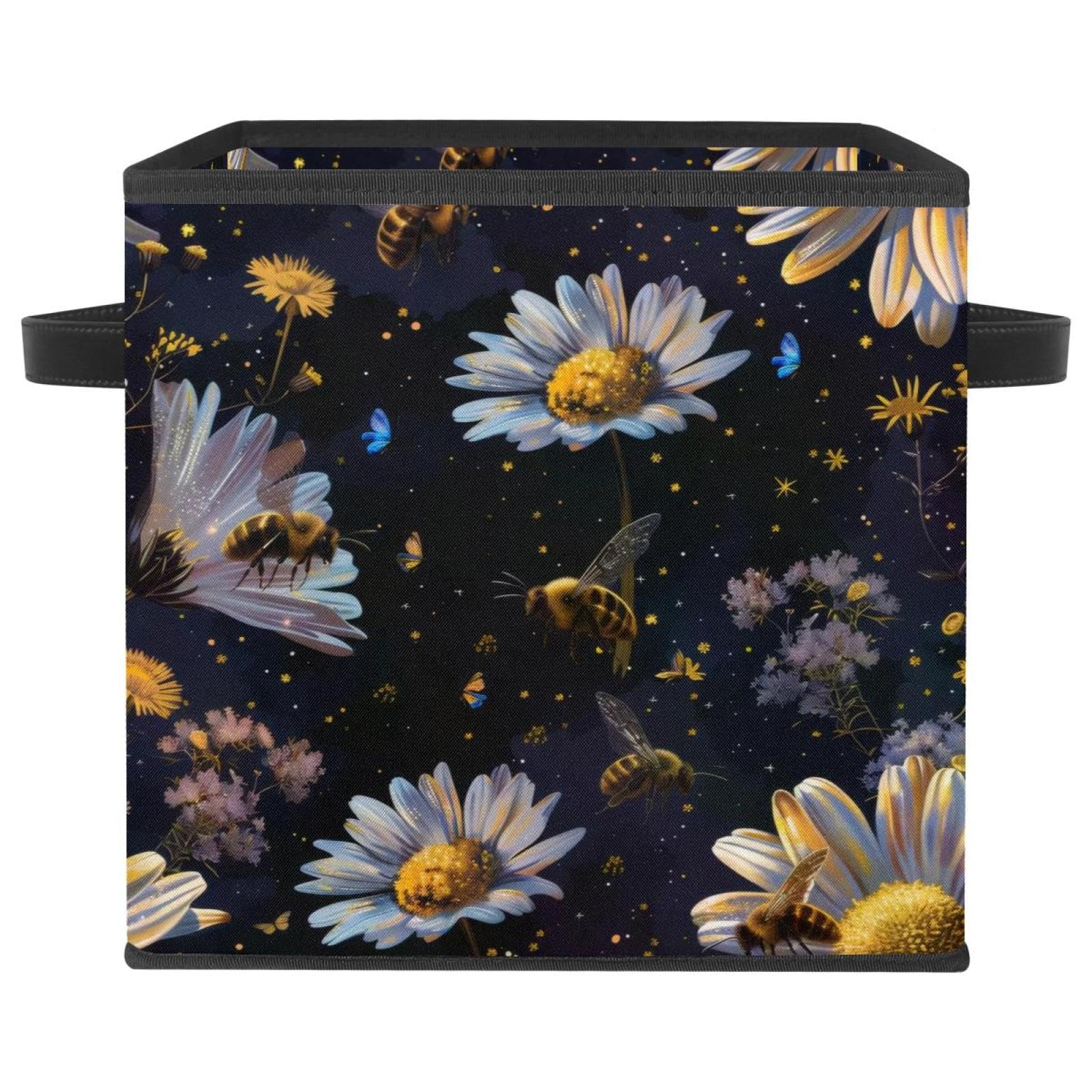 Boîte de rangement avec double poignées et structure pliable solide pour le linge de maison