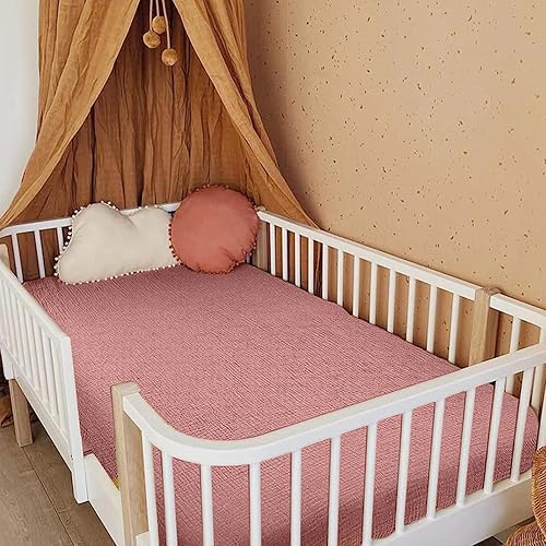 Miniatura 3 de Sábanas de cuna de algodón, sábana bajera para cuna, cómoda funda de cama de algodón, suave y suave, color rojo azufaifo