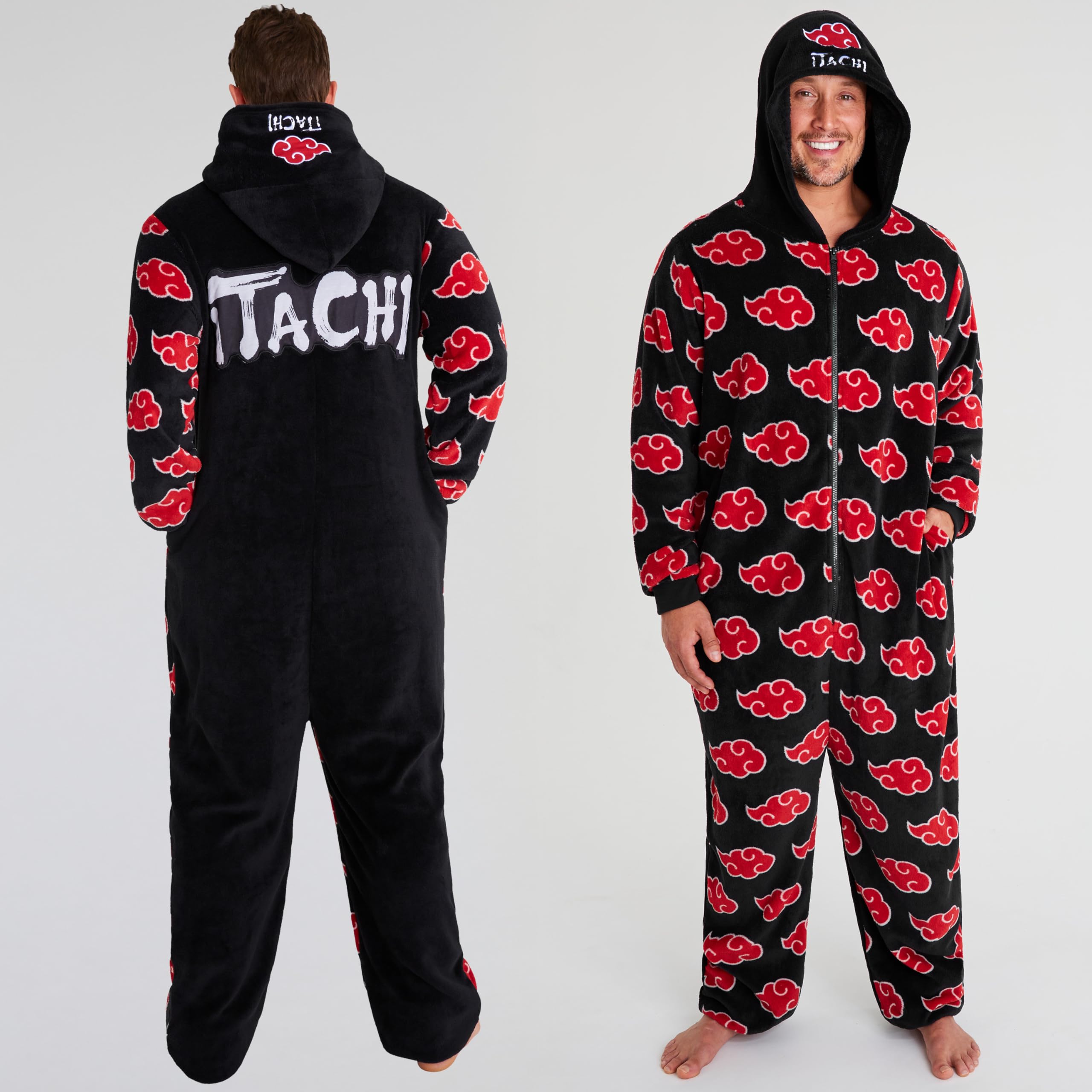 NARUTO Combinaison Pyjama Homme et Ado M-3XL, Polaire à Capuche Akatsuki, Tenue d'Intérieur Homme, Idée Cadeau Anime