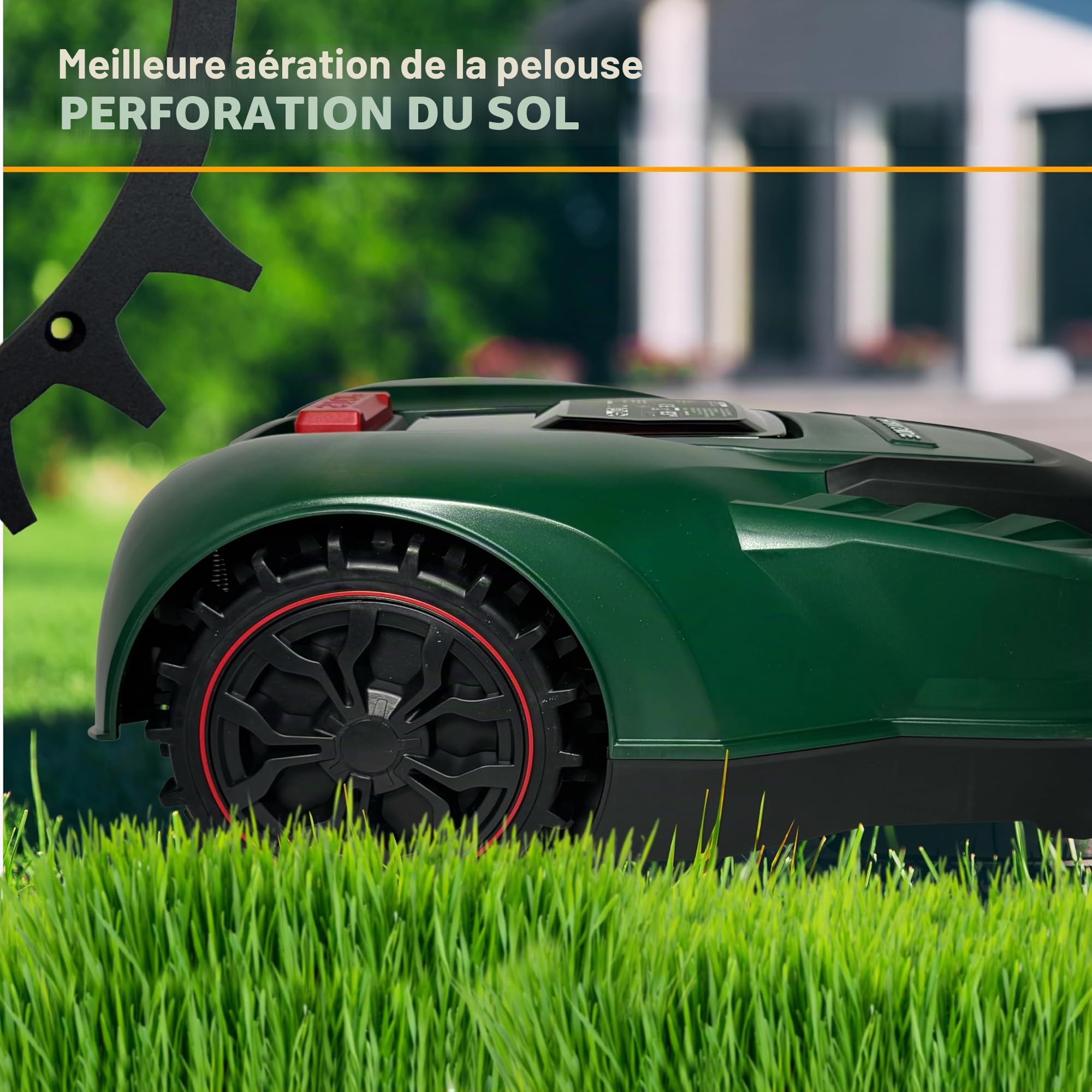 Embouts noirs pour robot tondeuse Parkside PMRA/PMRDA/PAMR/PAMRS - Revêtement en poudre - 219 mm - Ébavuré et avec 14 vis en acier inoxydable - Amélioration de la traction pour tondeuse ROBO CLAWS