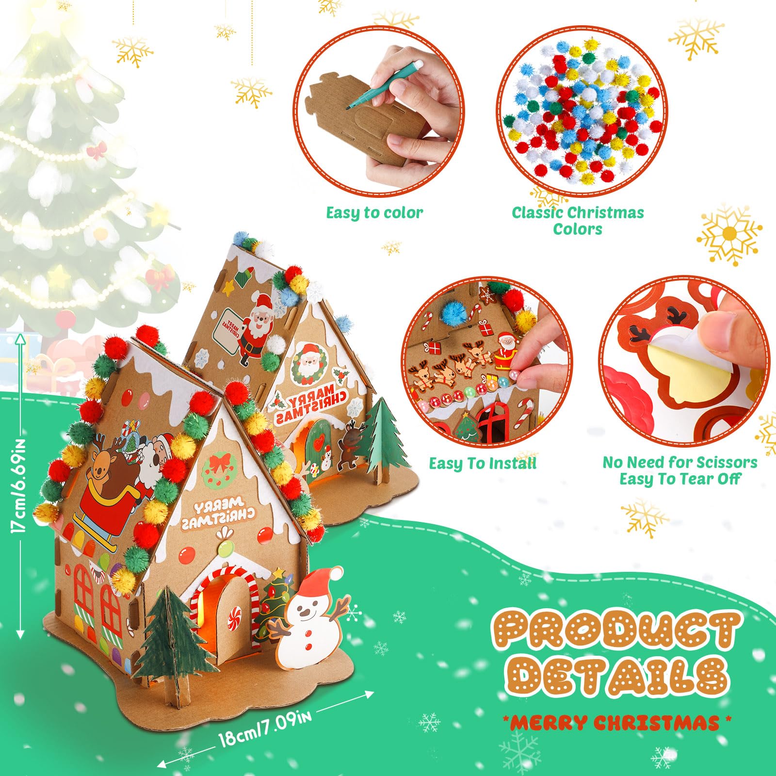 Snapklik.com : Poen 8 Set Christmas Gingerbread House Kit Bulk Prebuilt ...