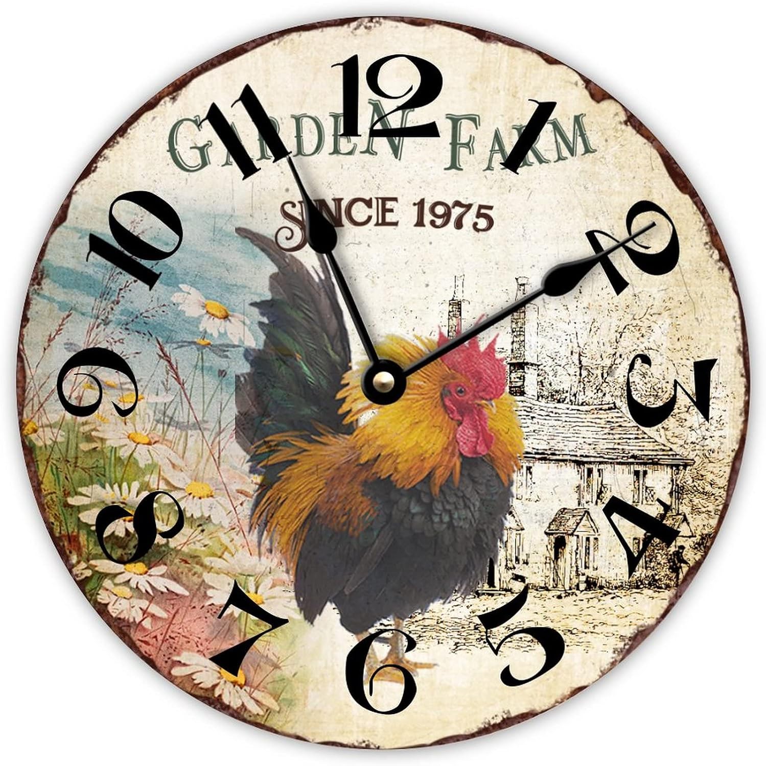 Vrurinss Vintage Farmhouse Chicken Wall Clock Garden Farm
