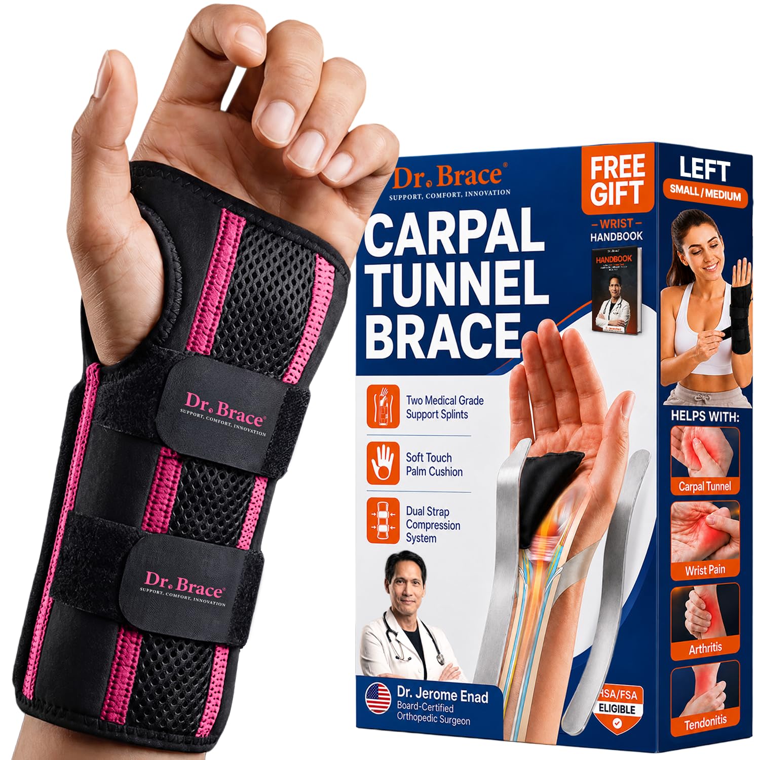 DR. BRACE Adjustable Wrist Brace Night Support