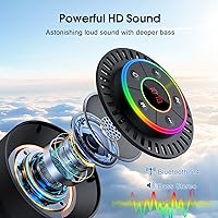 Vista 2 de Altavoz Bluetooth, altavoz de ducha IPX7 impermeable, altavoces Bluetooth inalámbricos con graves intensos, altavoz portátil con luz LED, ventosa