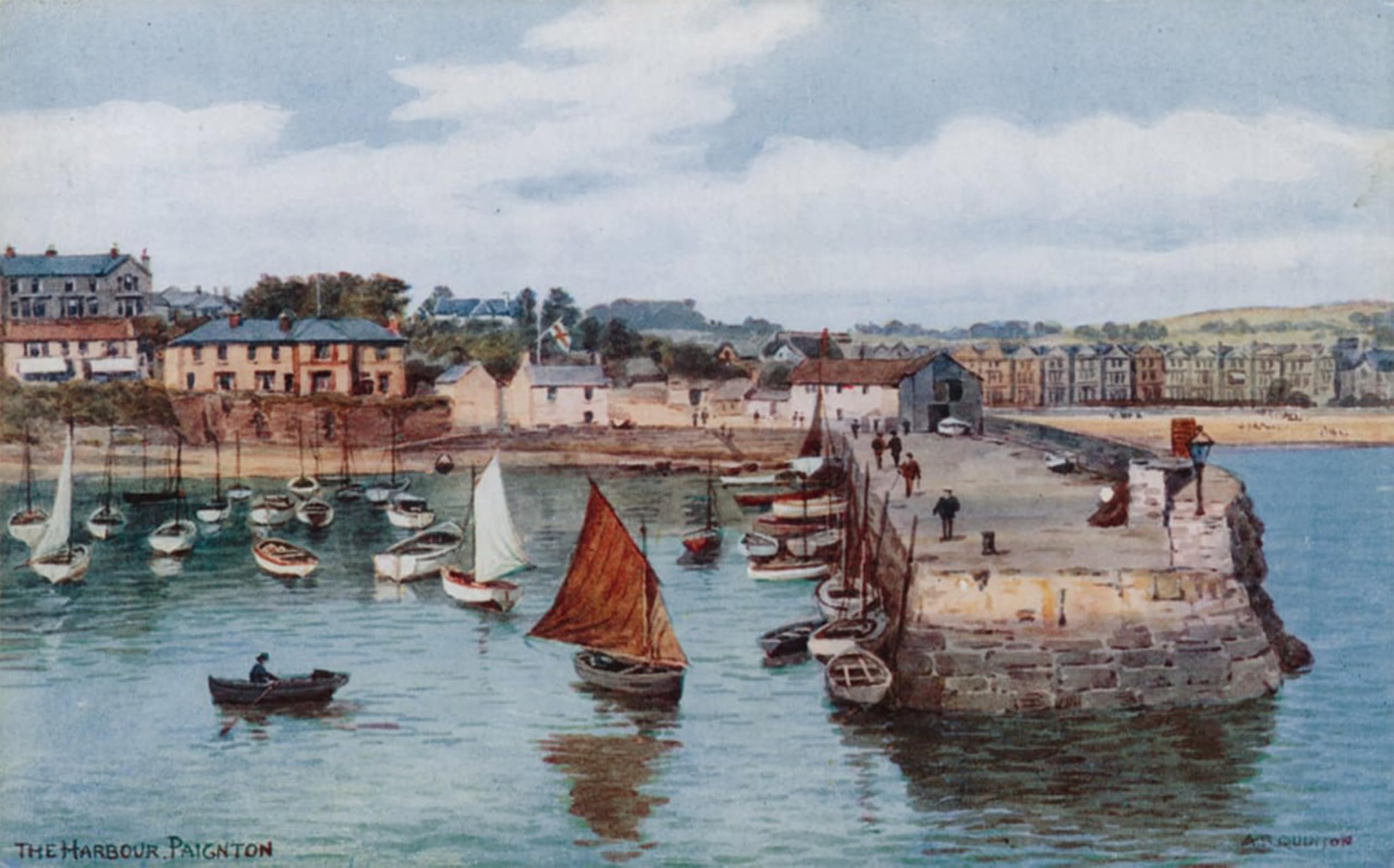 SERENDIPITP Vintage Wall Art Canvas Nordic Poster Canvas Print Picture the Harbour Paignton by Alfred Robert Quinton Wall Art Poster for Home Decor 60x90cm