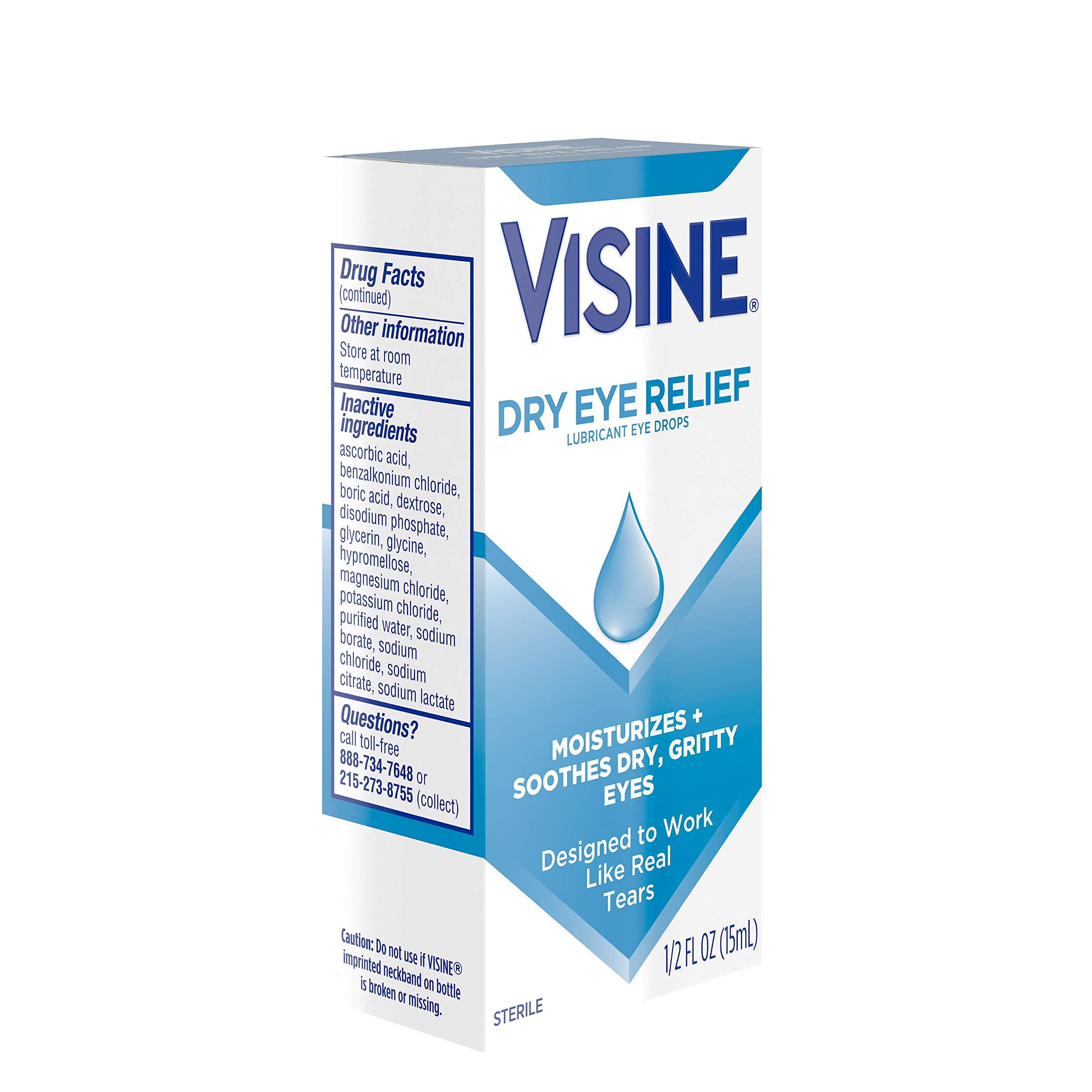 Visine Dry Eye Relief Lubricant Eye Drops with Polyethylene Glycol 400