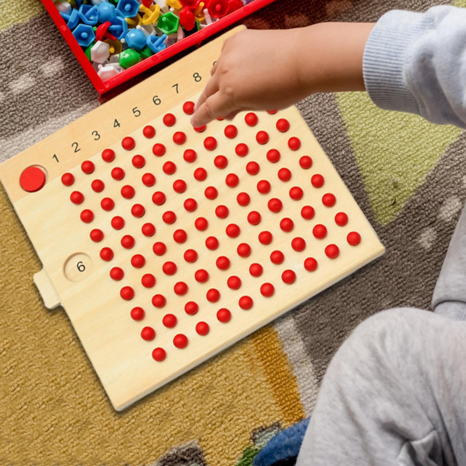 Tablero para multiplicaciones de madera – Atrae el interés de los niños, tablero para multiplicaciones y divisiones de material matemático de madera real, juguetes para el aprendizaje