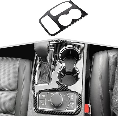 Cubierta de panel de palanca de cambios de fibra de carbono, soporte para consola central, compatible con Jeep Grand Cherokee 2016 2017 2018 2019