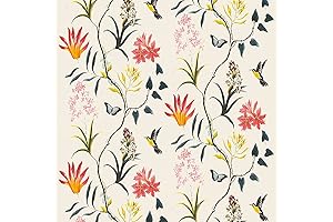 Decorative Peel and Stick Floral Wallpaper with Bird