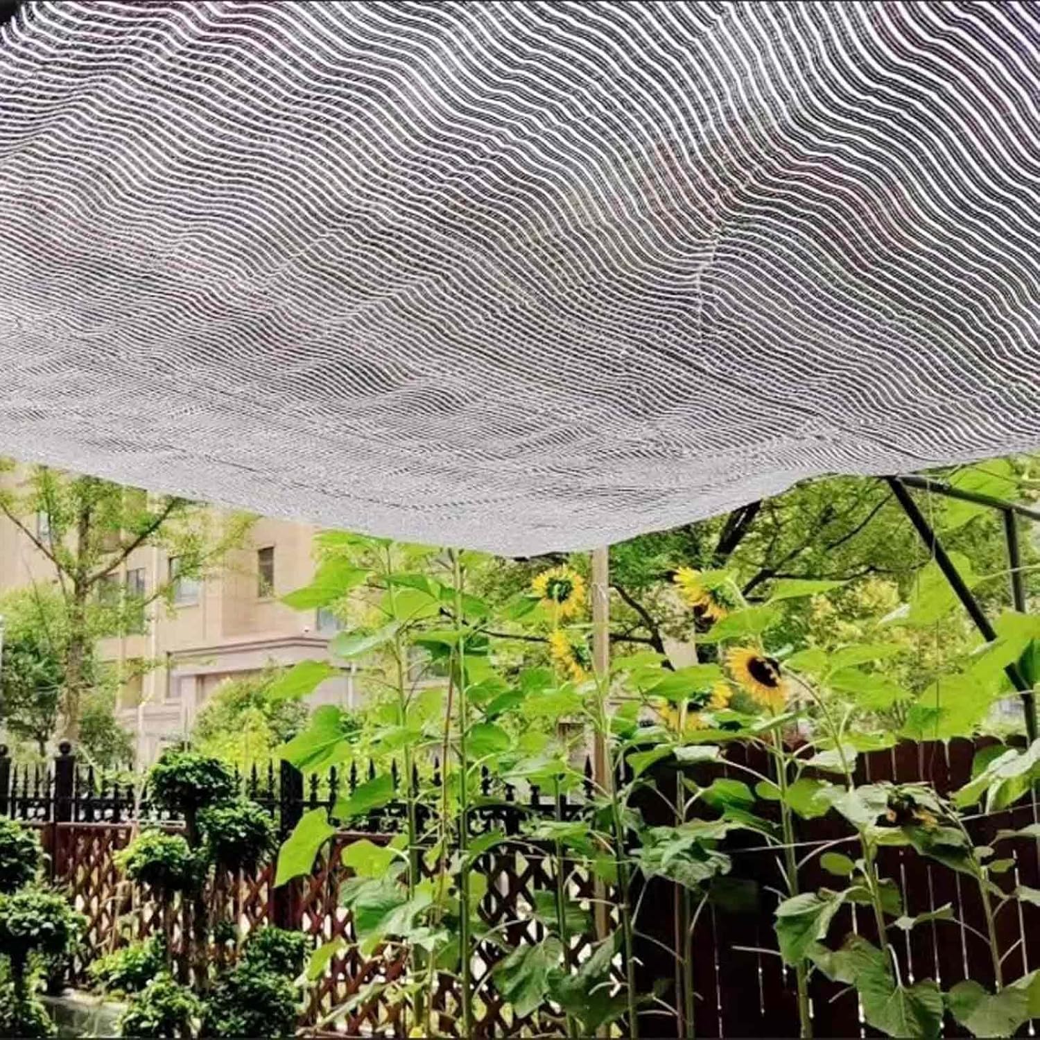 99% Sun Shade Tarp for Heat, Aluminum Reflective Shade Cloth 3.3x6.6ft 6.6x10ft 10x10ft 10x20ft 20x20ft Heat Shield Fabric for Greenhouse Patio Chicken Coops Stops Plant Sunburn(2x2.5m/6.6x8ft)