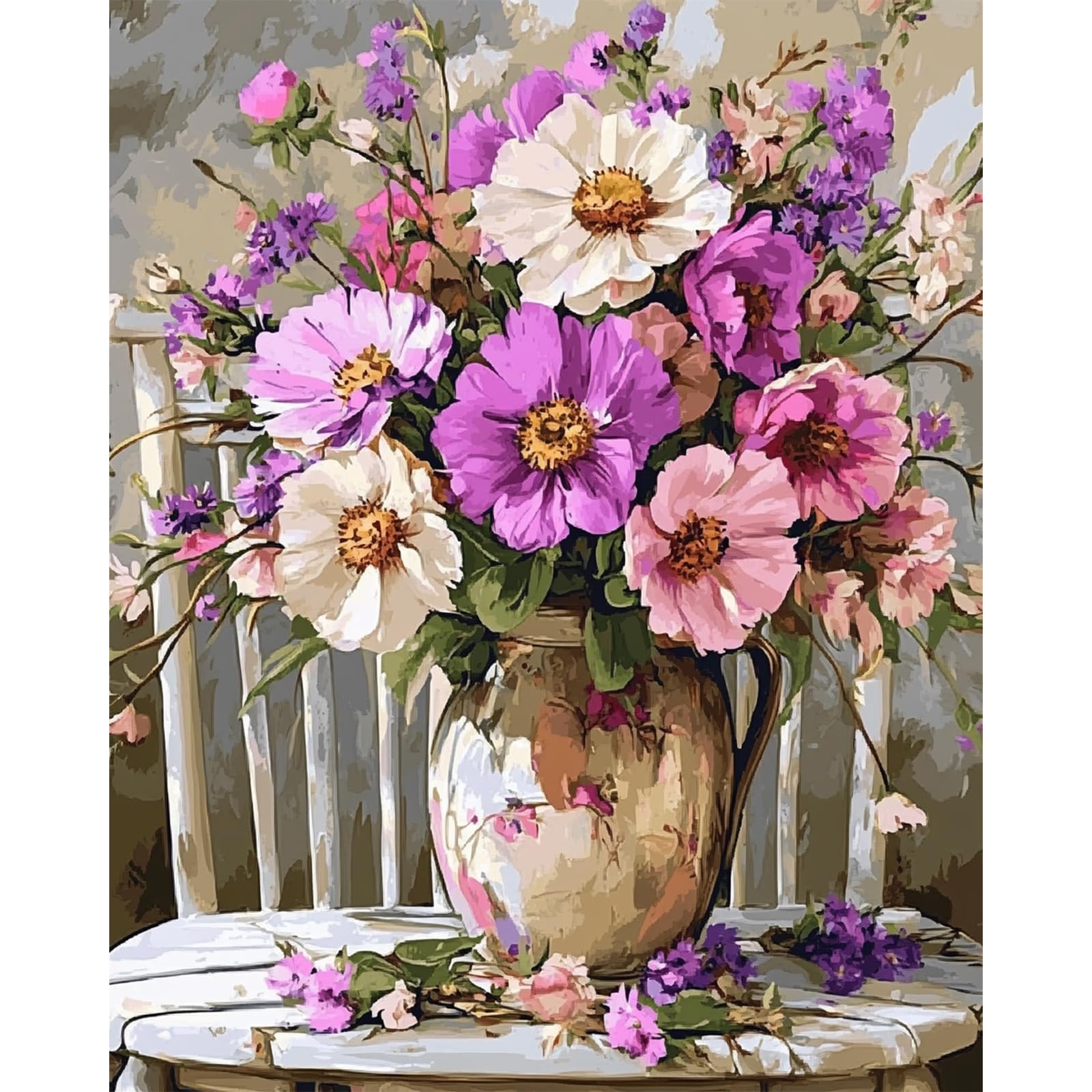 MAXBYE Malen Nach Zahlen Kit 'Süßer Welpe & Mohnblumen' Für Erwachsene – 40x50 Cm Leinwand, Acrylfarben, Inkl. Pinsel, Ohne Rahmen