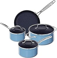 NuWave 7-Piece Duralon Blue Ceramic Nonstick Cookware Set - PFAS-Free, Diamond-Infused, Induction & Oven Safe up to 500°F