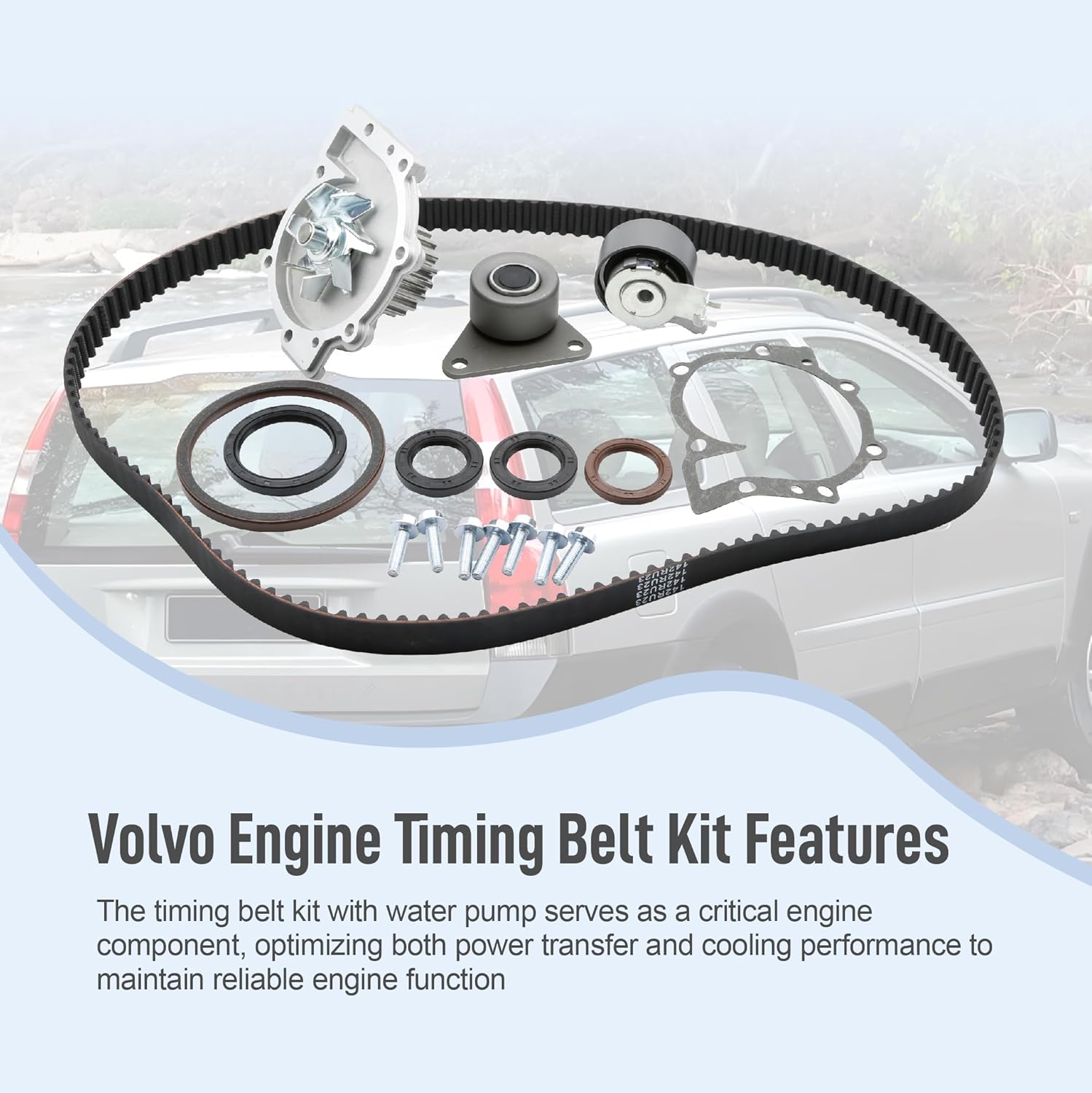 Engine Timing Belt Kit with Water PumpTCKWP331A Fit for Volvo XC70 XC90 C30 C70 S40 S80 S60 V50 V70 2.3L 2.4L 2.5L 2001-2013