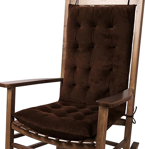 Juego de 2 cojines para silla mecedora, de terciopelo, para respaldo alto y asiento, color marrón
