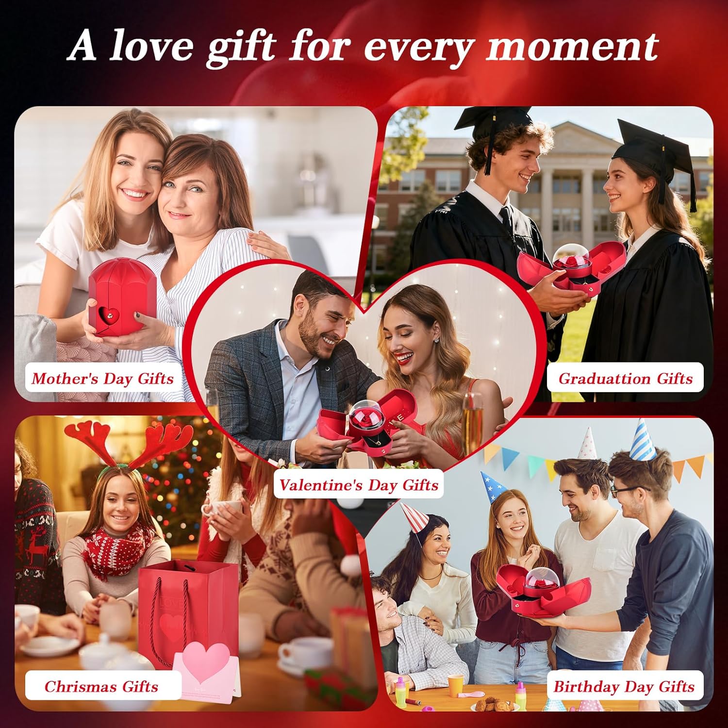 Gifts for Women Valentines Day Gifts for Her,Preserved Real Rose with Heart Necklace -Eternal Flowers Rose Birthday Gifts for Her Mom Wife Girlfriend on Valentines Day Mothers - Image 6