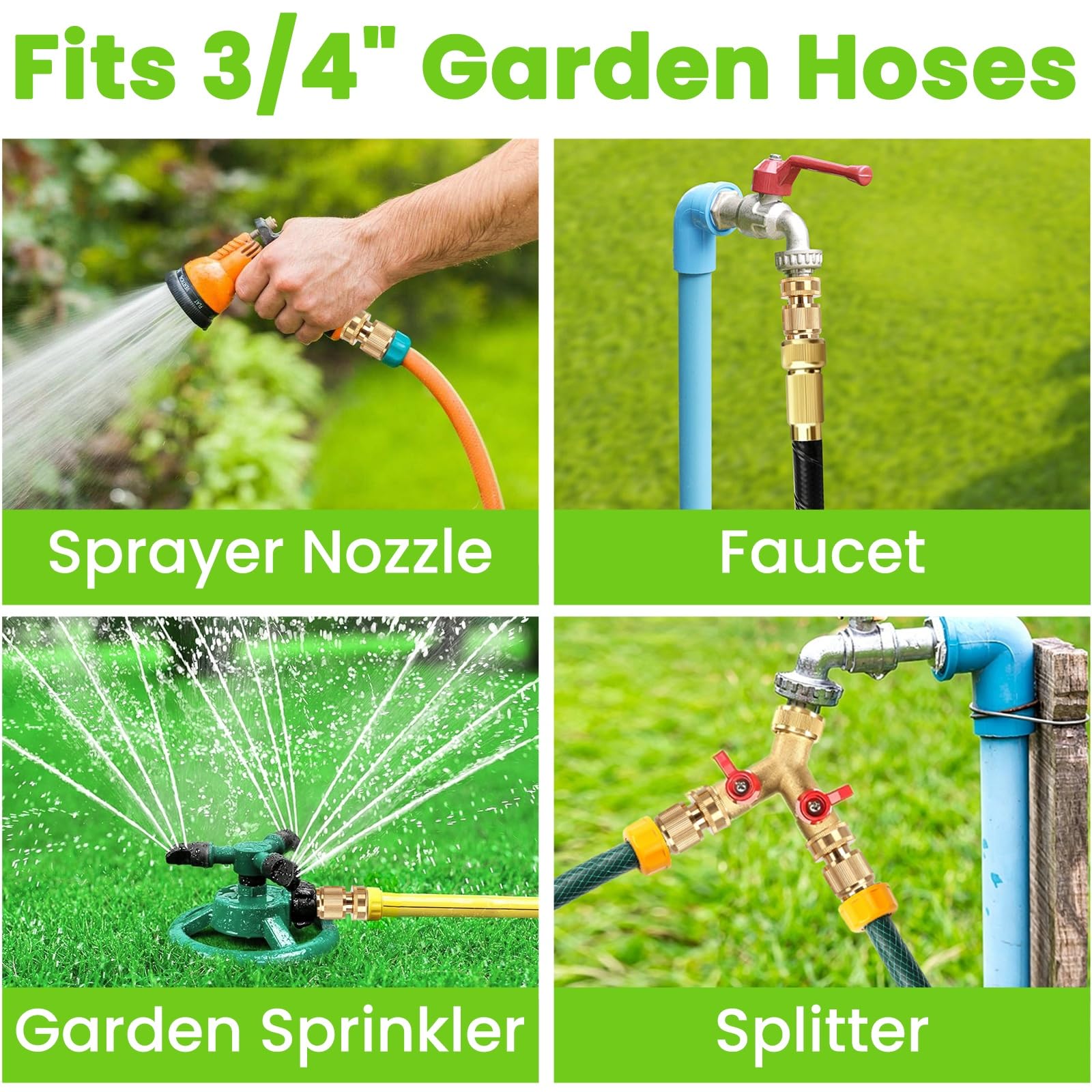 2 Stück Gartenschlauch-Schnellverbindungsstücke, 3/4 Zoll GHT