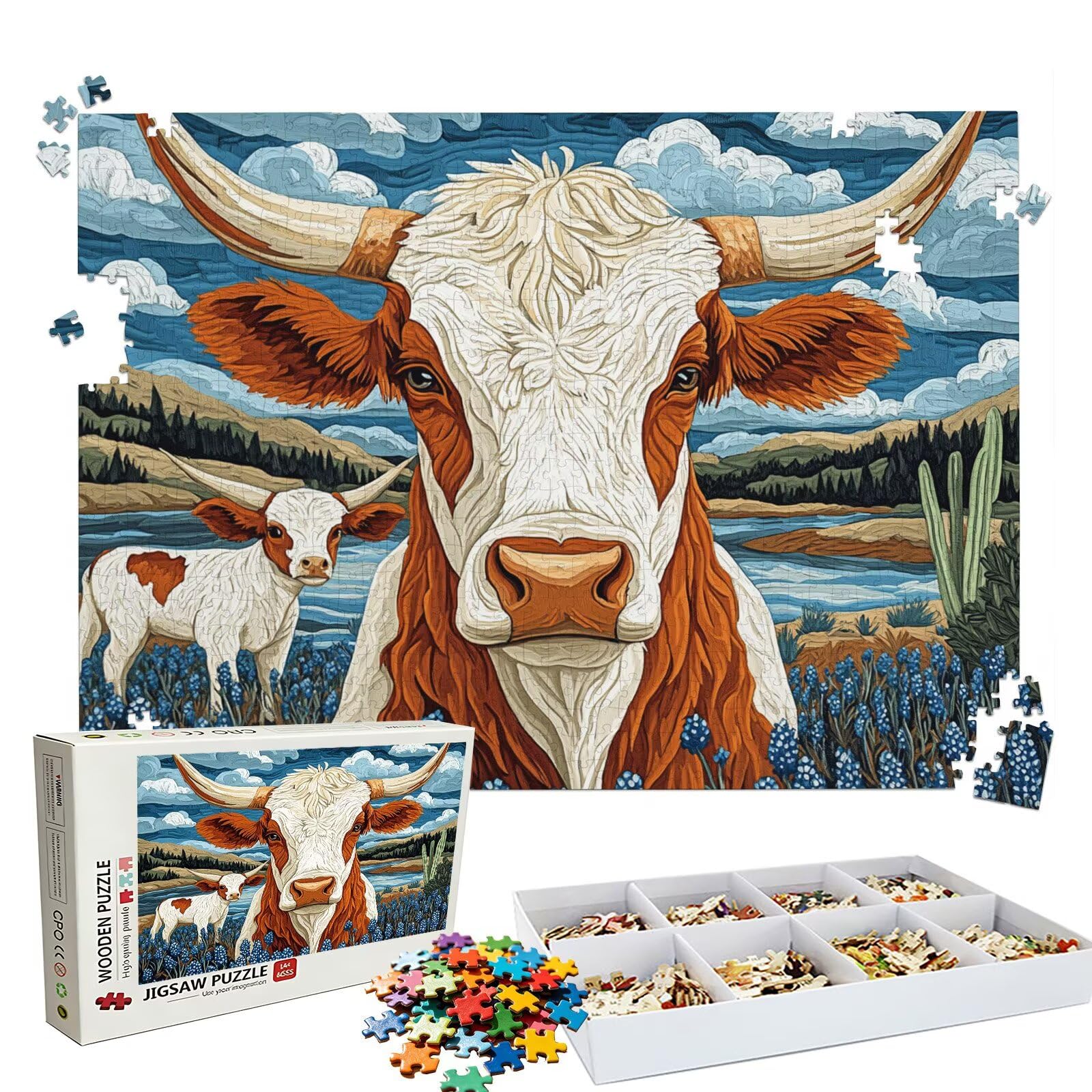 Puzzle 4000 Pezzi animale bue, Puzzle 4000 Pièces Challenge Impossible, Puzzles 141.5x87.5 cm Taglia Grande Adulti, Giochi Educativo per Famiglie, Regalo Puzzles Classici, Decorazioni Casa W3H-817