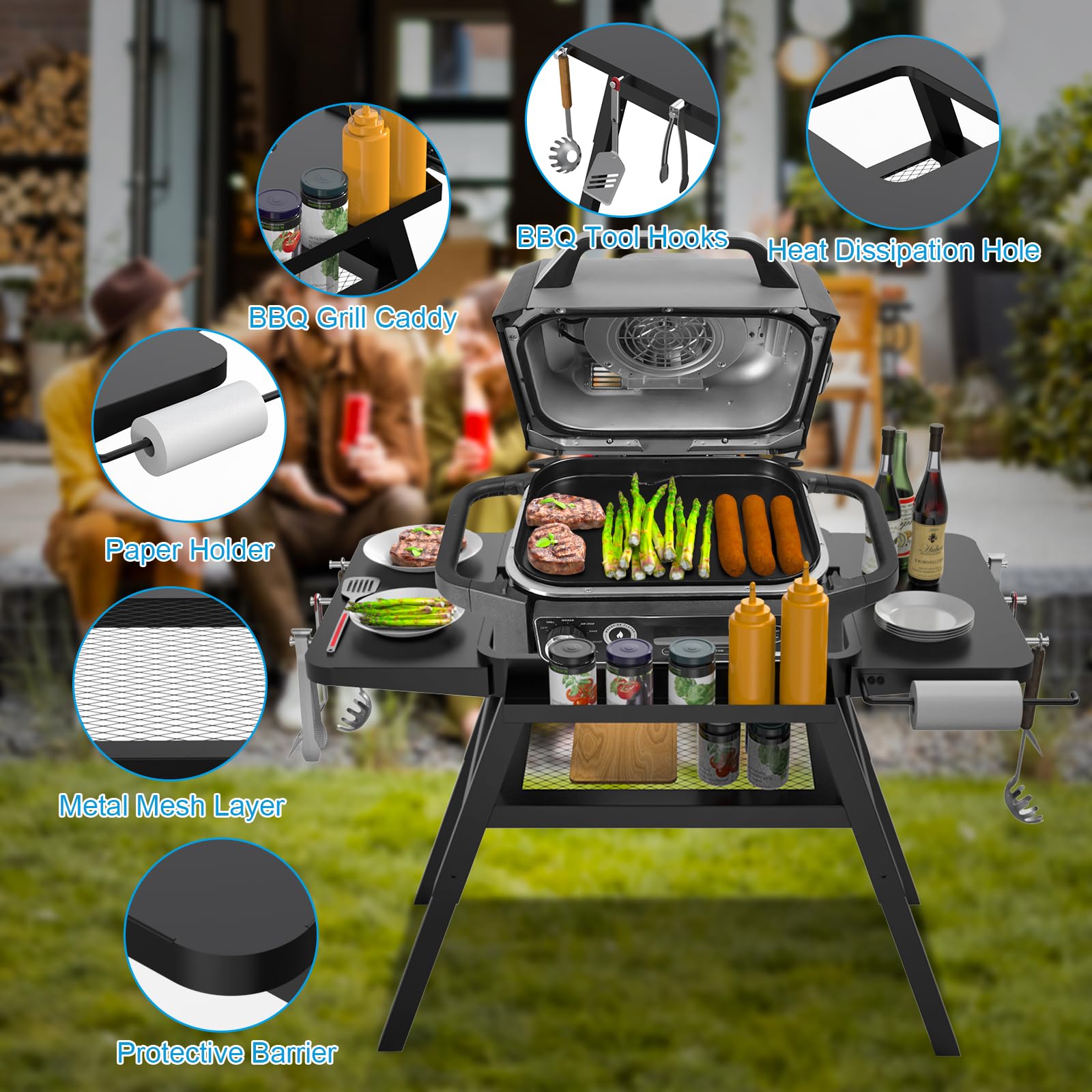 Grill Stand for Ninja Woodfire Outdoor Grills, Portable Adjustable