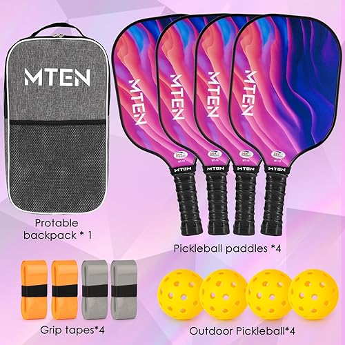 Vista 6 de Pickleball Paddles, USAPA Approved Fiberglass Surface Pickleball Set with Pickleball Rackets, Pickleball Paddles Set for Men Women Negro Rosa