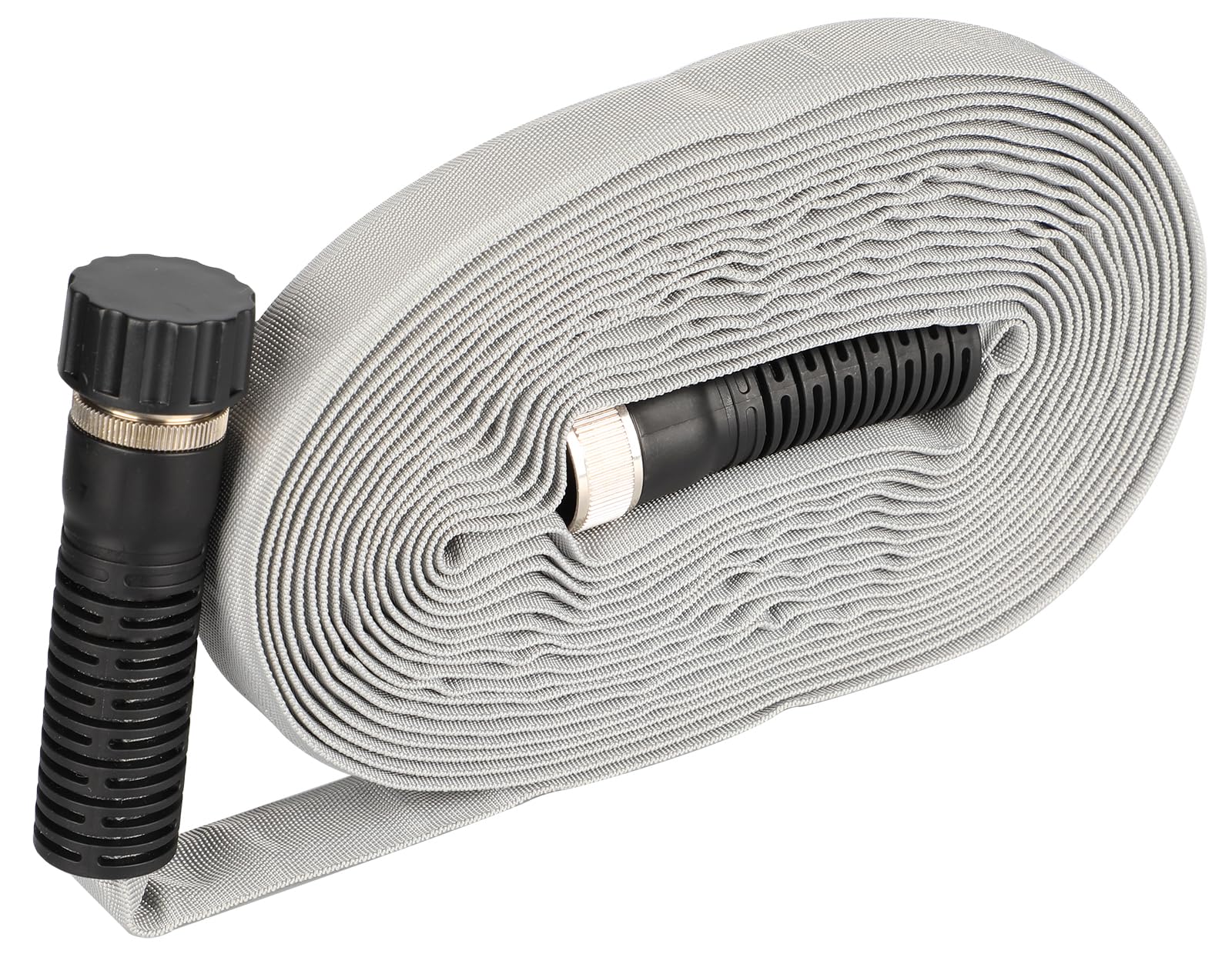 YOTOOHeavy Duty Flat Soaker Hose 25 Ft, Linkable Consistent Drip Irrigation Hose with Aluminum Fittings and Bend Restrictors for Garden Irrigation, Vegetable Garden and Raised Bed，Gray