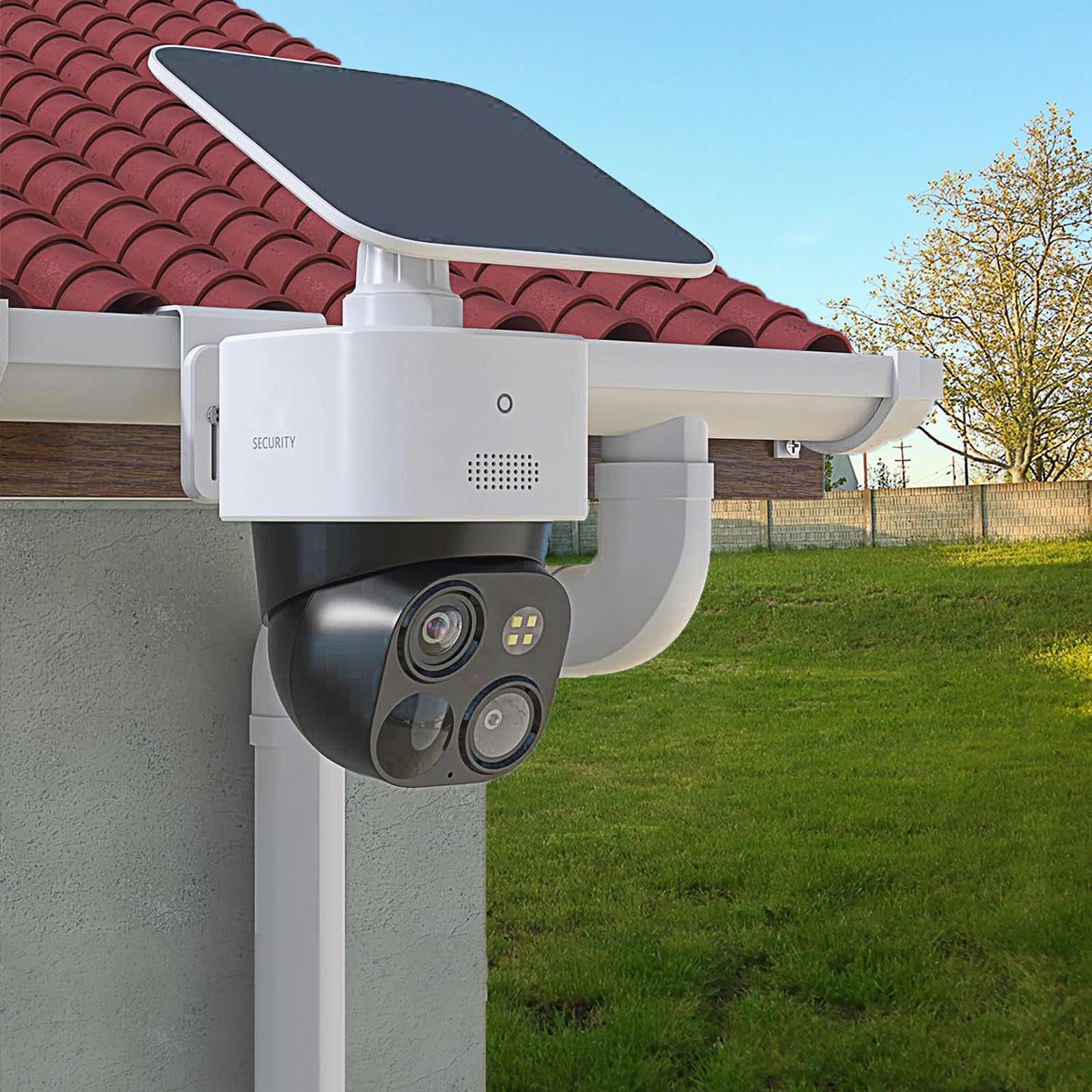 MSAFF Support De Gouttière Conçu Pour Le Montage De Gouttière, Parfaitement Compatible Avec La Caméra De Sécurité Solaire Eufy Security SoloCam S340 Blanc