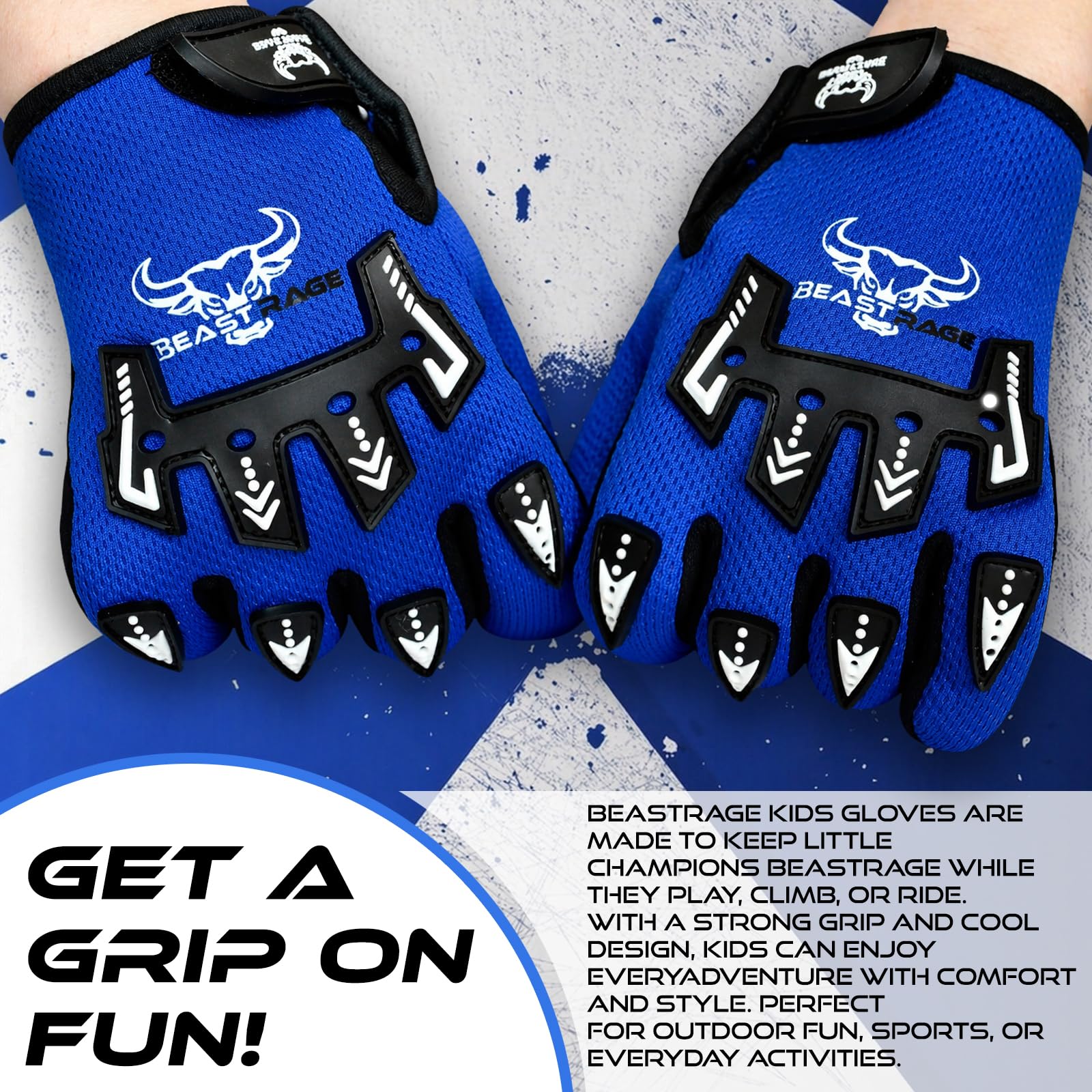 BEAST RAGE Gants de vélo pour Enfants–Gants de Motocross et de BMX pour garçons et Filles,Prise en Main antidérapante,Gants légers et Respirants pour Le Motocross