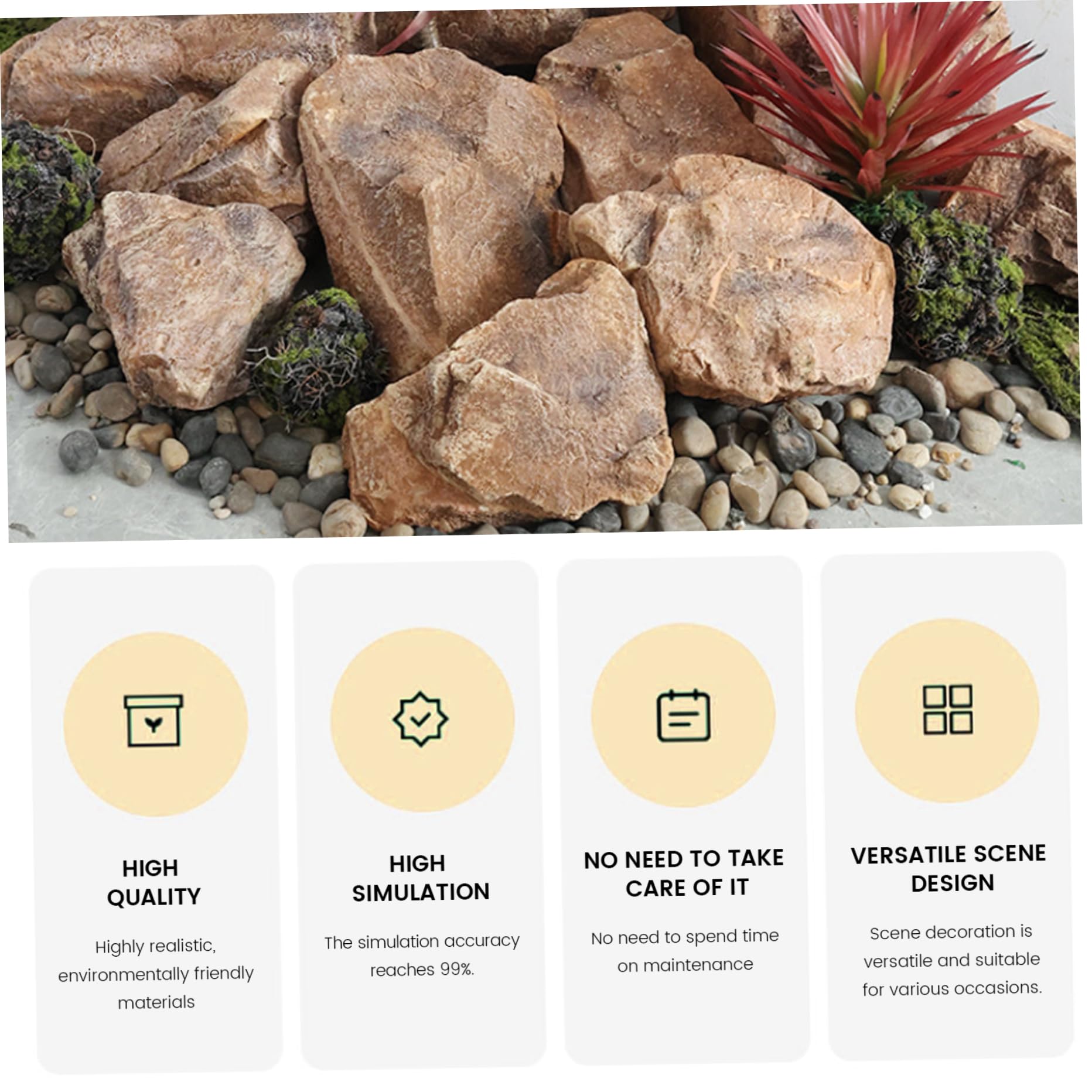 Paesaggio Rocks 14×11×9 pollici Schiuma artificiale Finta pietra Rocce estetiche naturali per la copertura del pozzo del giardino esterno, Uso in cucina
