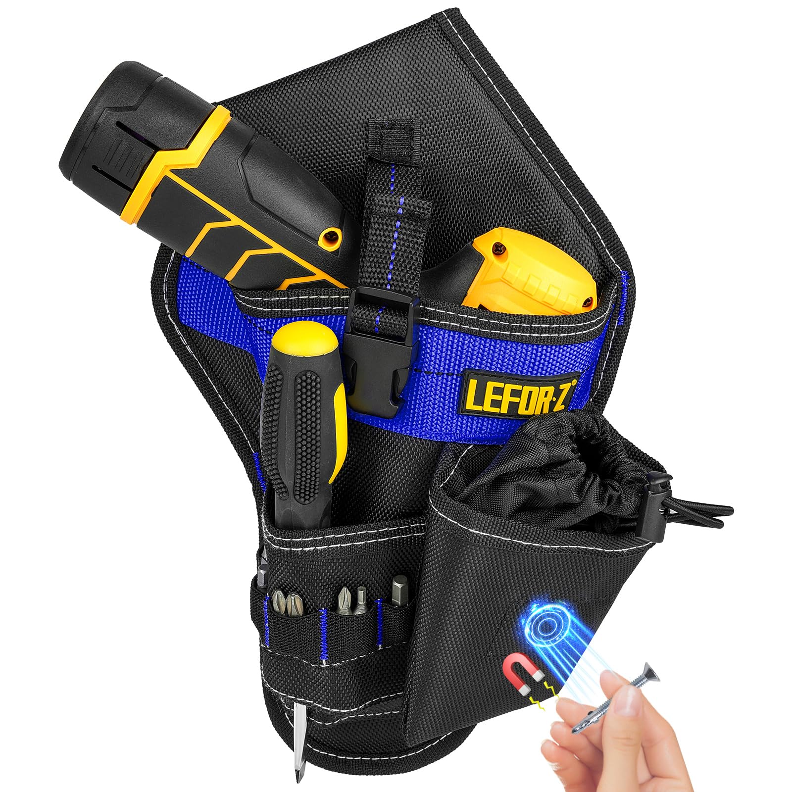 Drill Holster,Heavy-Duty Impact Holster for Tool Belt,Drill Holder,Drill Pouch Fits Most Drills,Black Blue