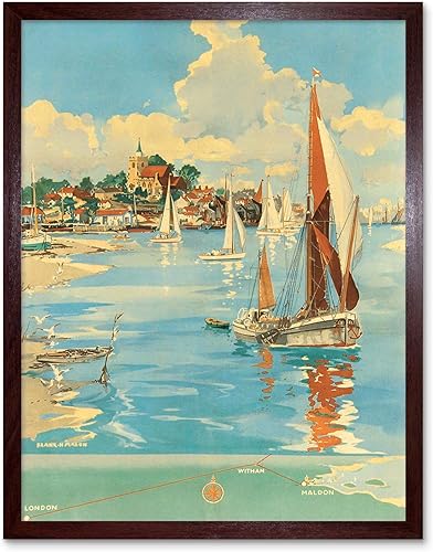 Miniatura 9 de Travel England Maldon British Railways Harbour Sail Boat Unframed Wall Art Print Poster Home Decor Premium