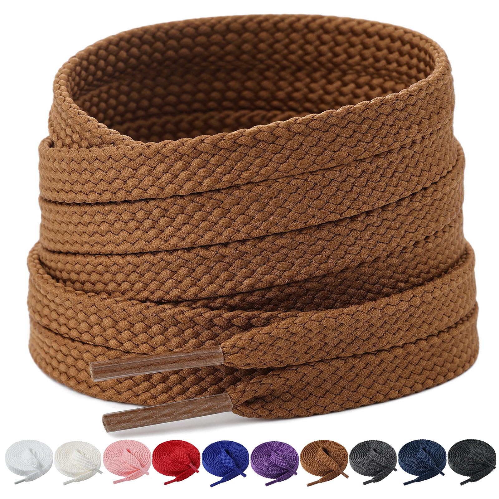 Handshop 3/8" Flat Shoe Laces for Sneakers 2 Pairs Double Layer Shoelaces