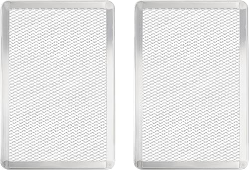 Rejilla para pizza de 8 x 12 pulgadas, paquete de 2 bandejas rectangulares de aluminio para pizza, bandeja para pizza para horno