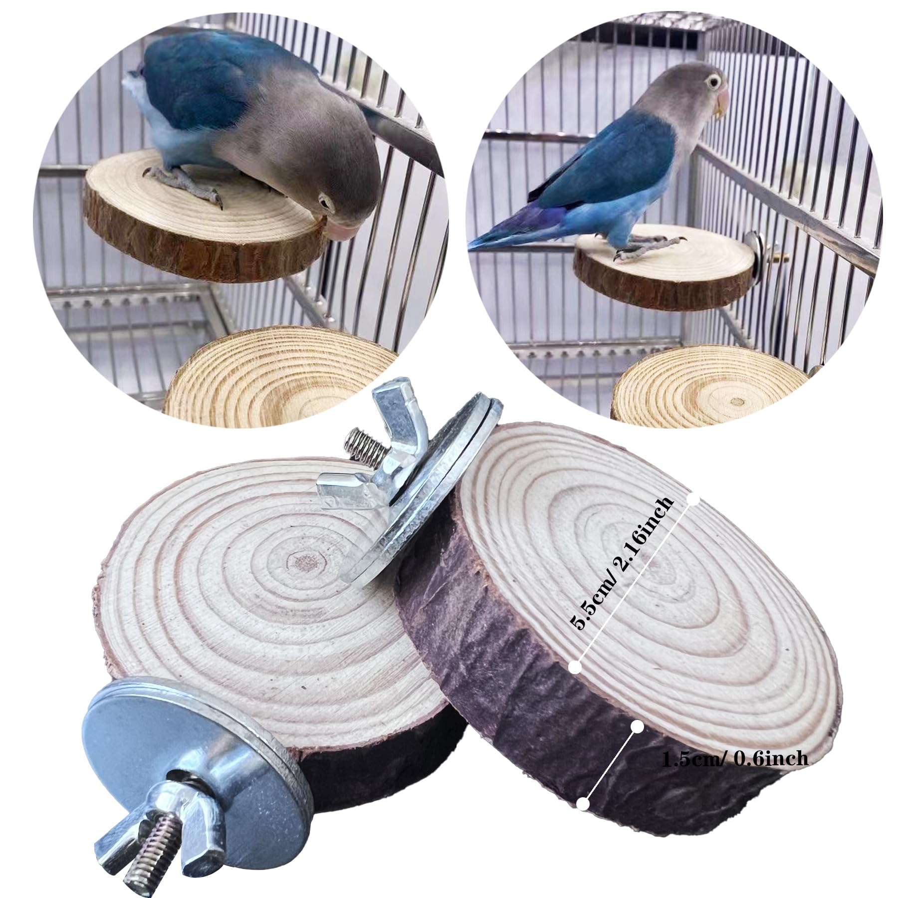 Allazone 5 PCS Natural Wood Stand Bird Perch Stand, Bird Parrot Perch Stand Set, Wooden Parrot Perch Stand Perch Platform Cage Accessories for Parrotlets Cockatiels Budgies Parakeets — view 3