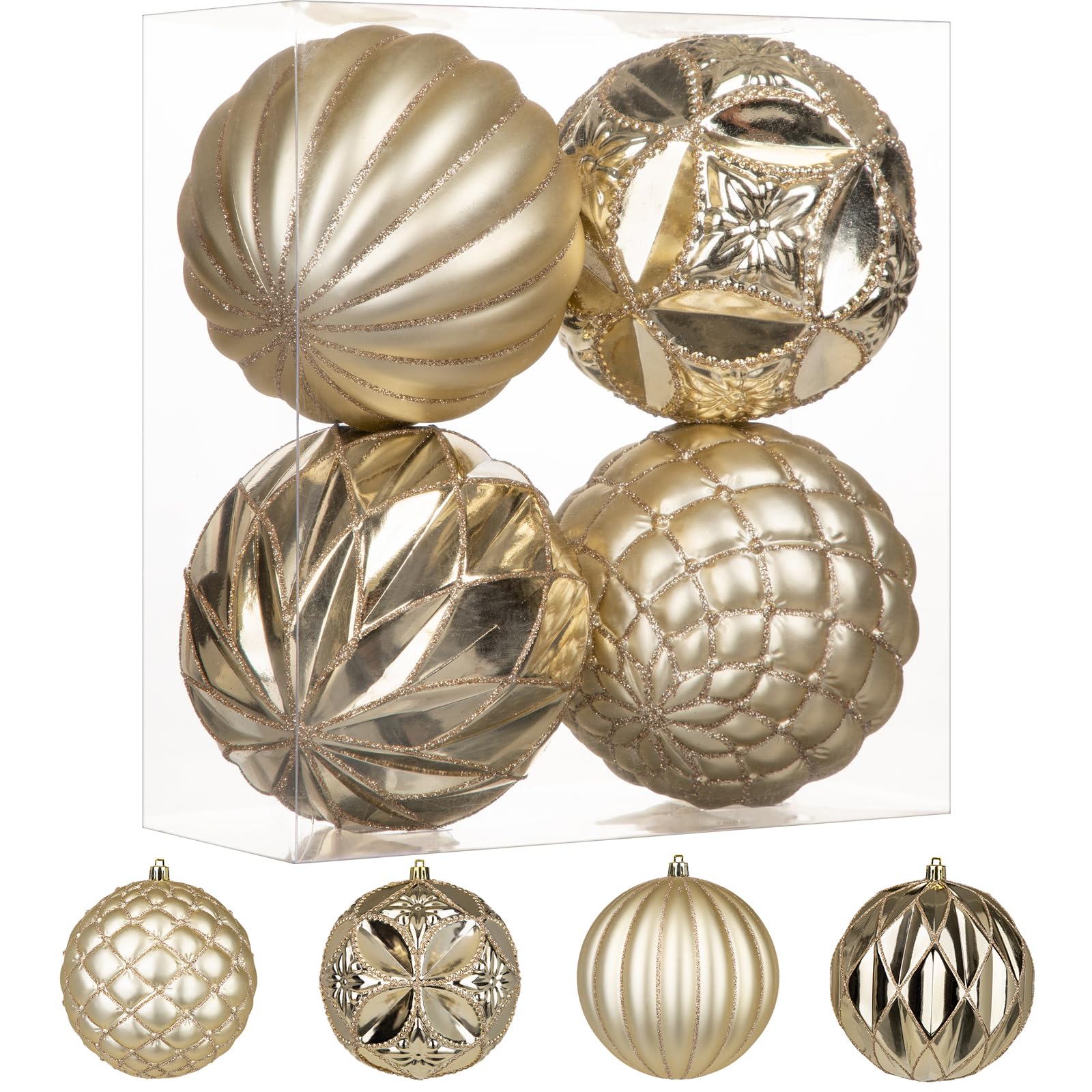 Oairse 4 Pcs 12cm Large Christmas Baubles for Christmas Tree Decorations — image 1