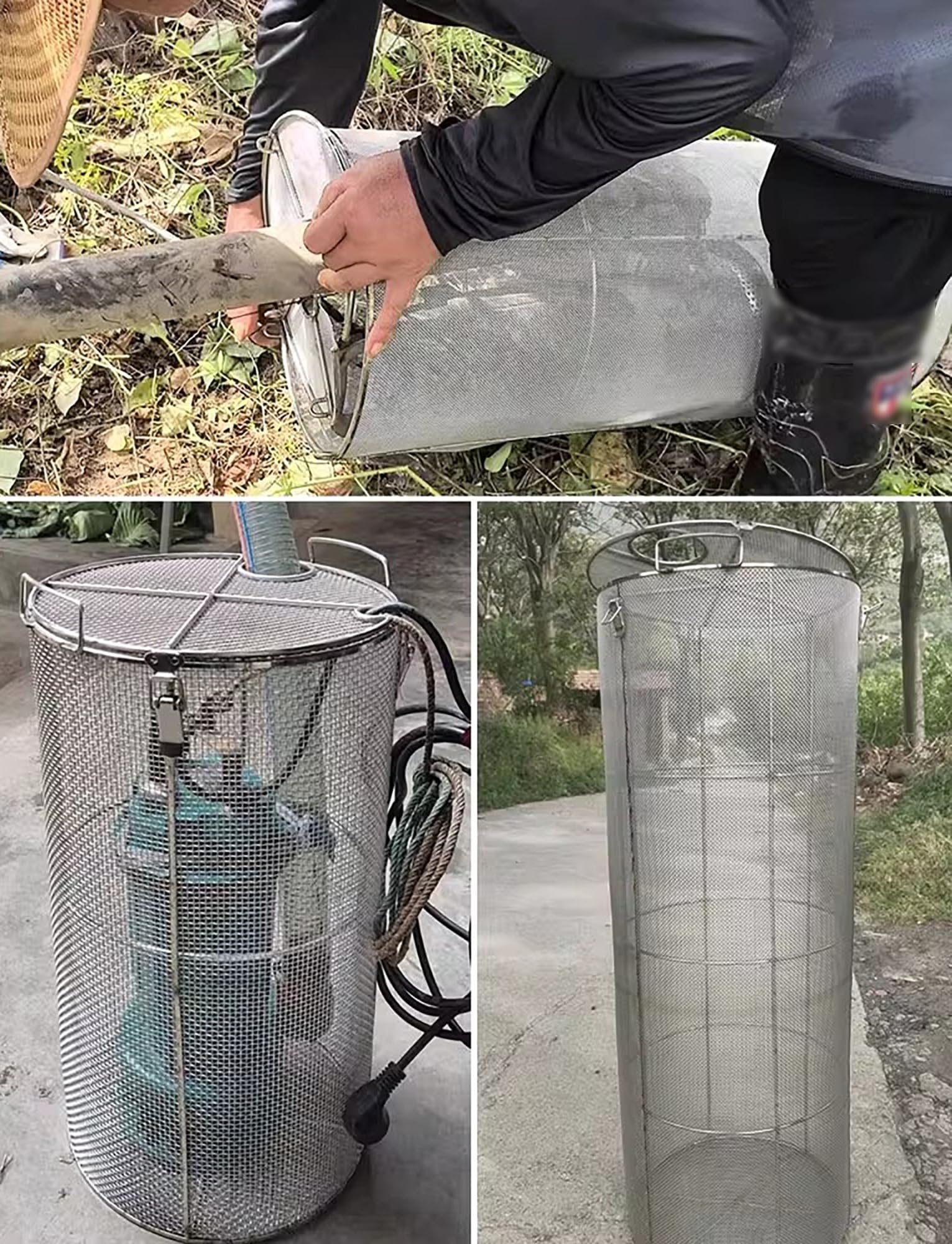 Protector de bomba sumergible, filtro de malla de acero inoxidable de 1 mm para bombas de sumidero, estanque, aguas residuales y pozos (23.6 x 39.4 pulgadas) evita obstrucciones con protección