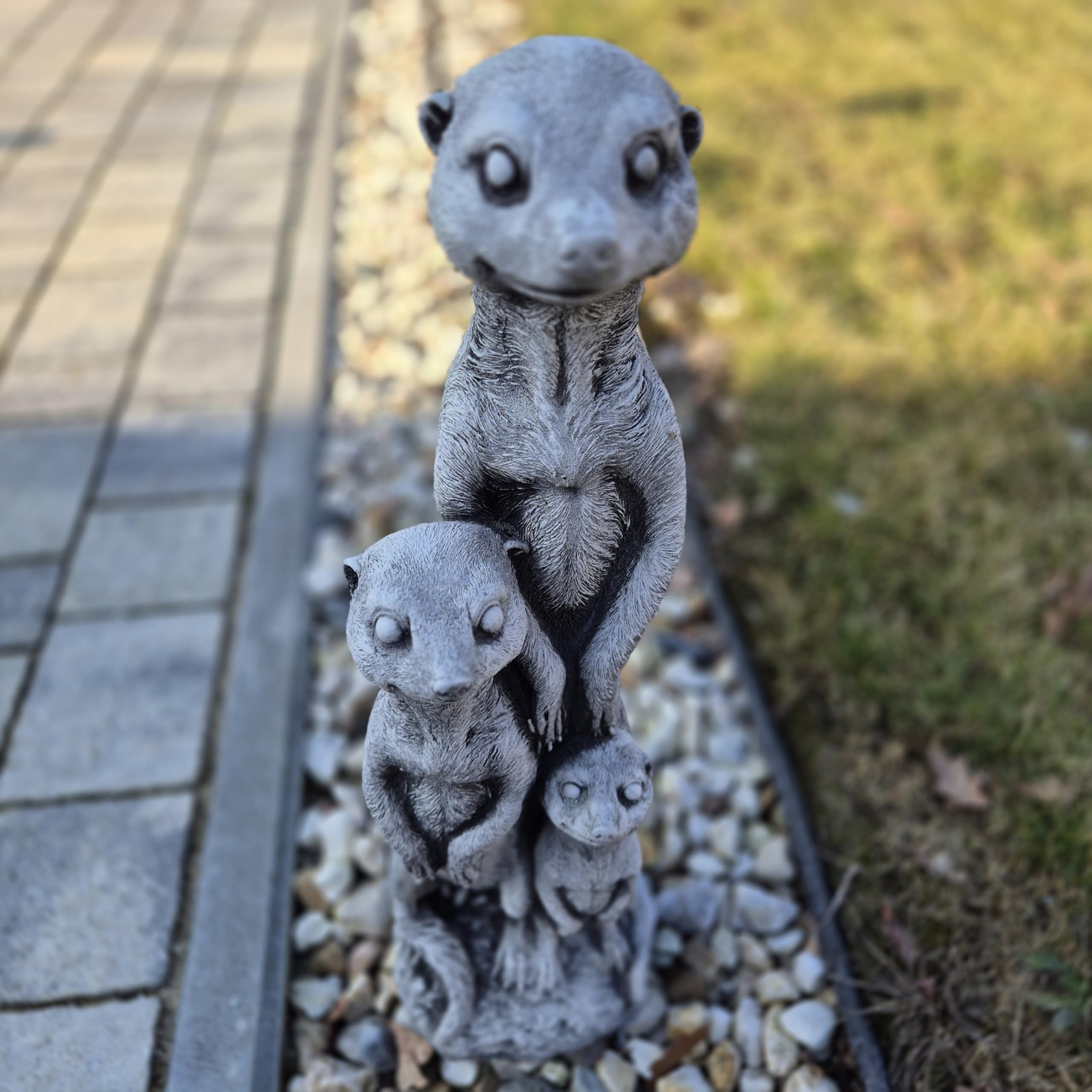 Figure suricate Famiglia – 50 cm, 9 kg – Statua in ghisa resistente alle intemperie e al gelo – Decorazione da giardino Animali, 3 Surykat grande, media e piccola figura
