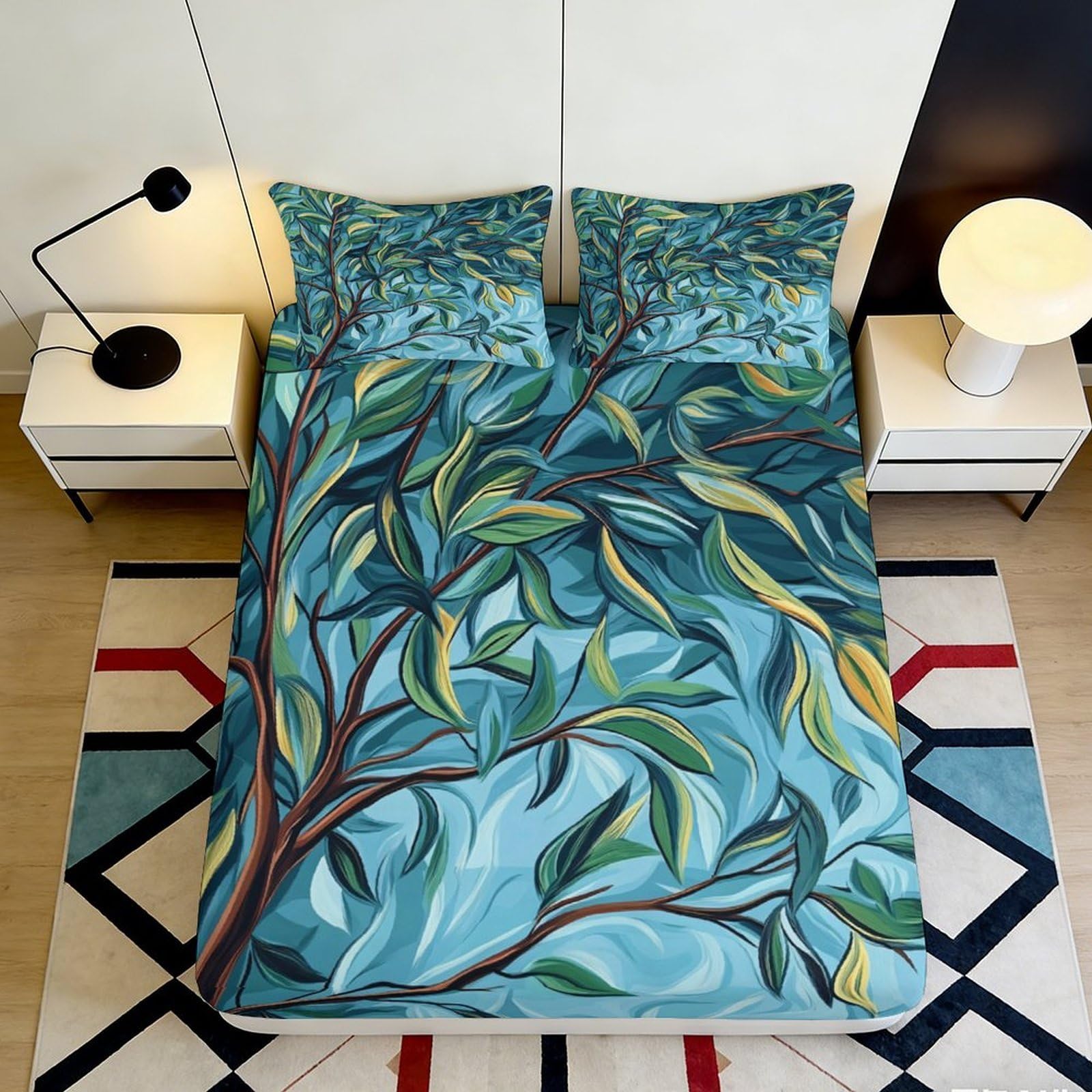 3D Printed Sloth Design Fitted Sheet Microfiber Deep Pocket Non-Slip Bedroom Bedding Sloth Mattress Fitted Cover 160x200x25cm