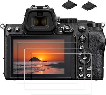 PCTC Z5 Tempered Glass LCD Screen Protector Compatible for Nikon Z5 Z 5 ProtectIve Cover Film 3 packs, 2* Hot Shoe Cap Cover