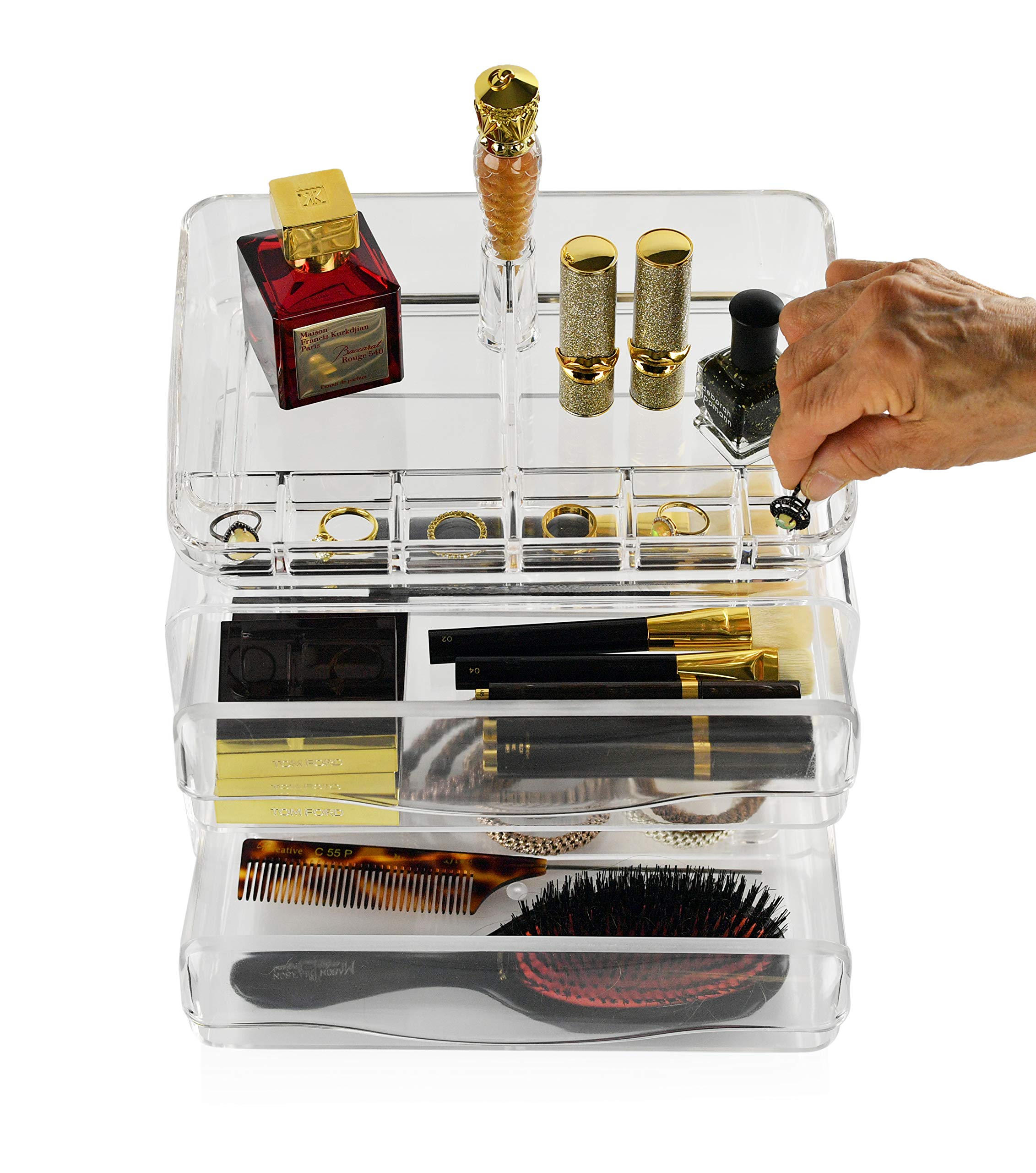 ARAD Organizer in acrilico a 2 cassetti per forniture da ufficio o trucco e cosmetici