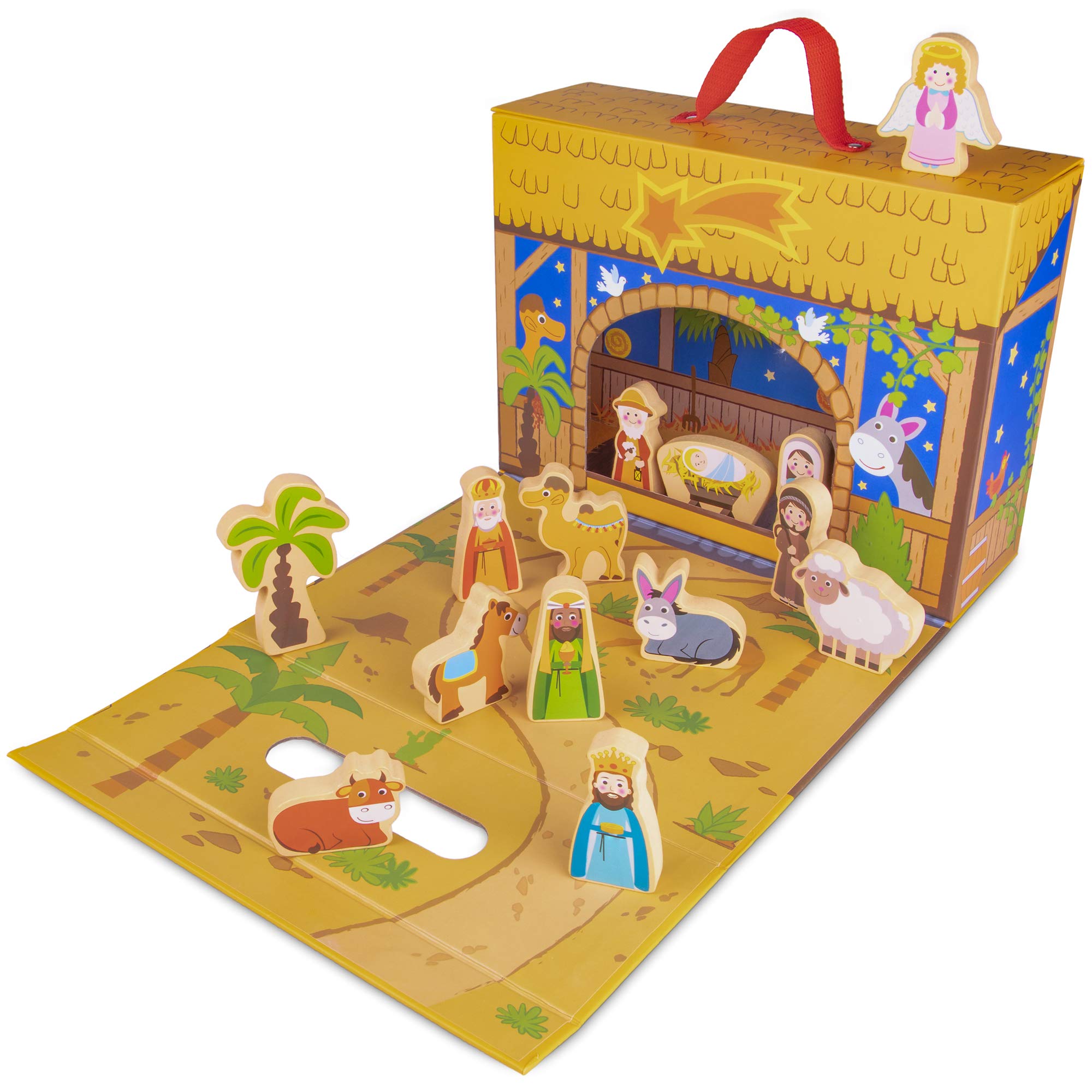 My First Noel Nativity Story Box | Portable, Foldable Birth of Christ Playset | Comes with 15 Figures to Create Your Very Own Display for Christmas | Great for Kids and Religious Education