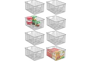 mDesign Pack of 8 Metal Storage Baskets