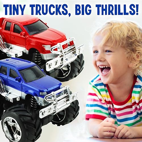 Miniatura 5 de Playbees Roaring Adventure Paquete de 2 juguetes de camión monstruo de 5 pulgadas para niños, diversión de tracción y fricción - La aventura espera